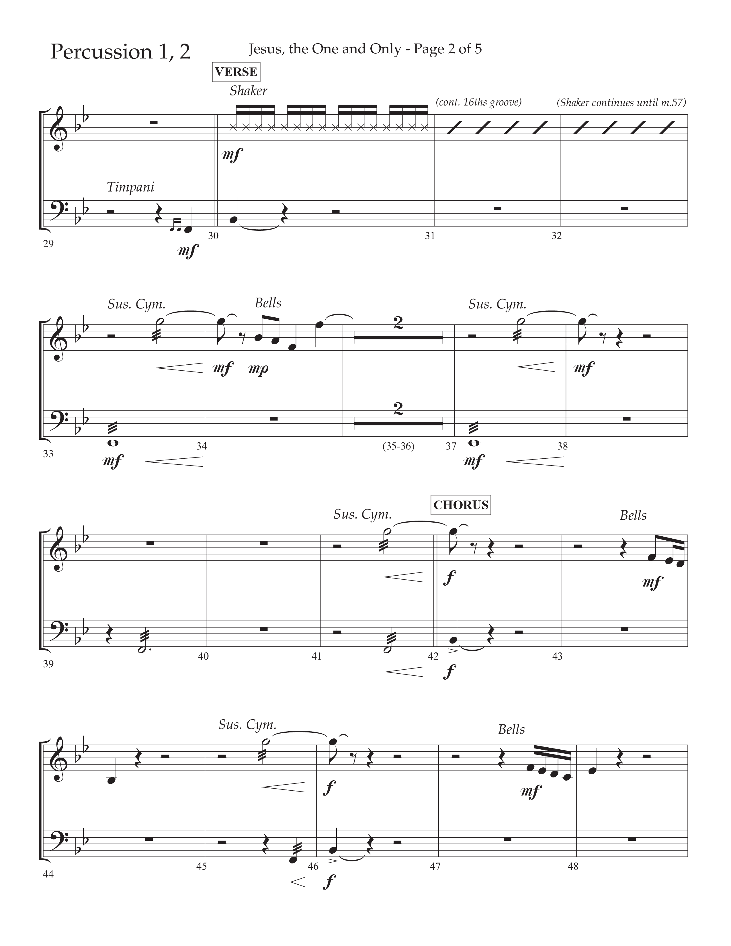 Jesus The One And Only (Choral Anthem SATB) Percussion 1/2 (Lifeway Choral / Arr. John Bolin / Arr. Don Koch / Orch. David Shipps)