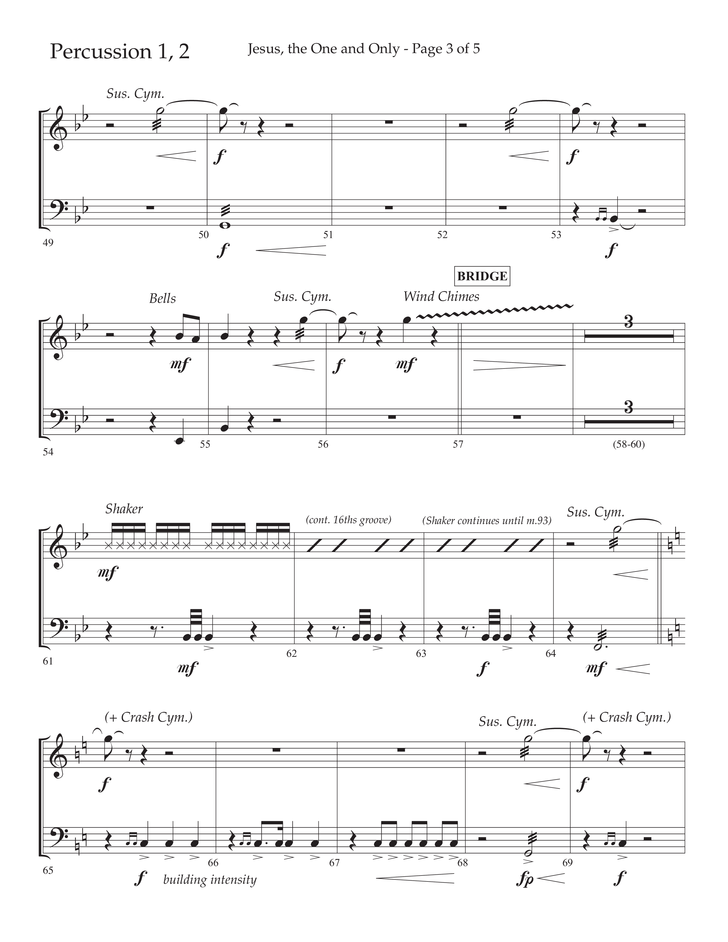 Jesus The One And Only (Choral Anthem SATB) Percussion 1/2 (Lifeway Choral / Arr. John Bolin / Arr. Don Koch / Orch. David Shipps)