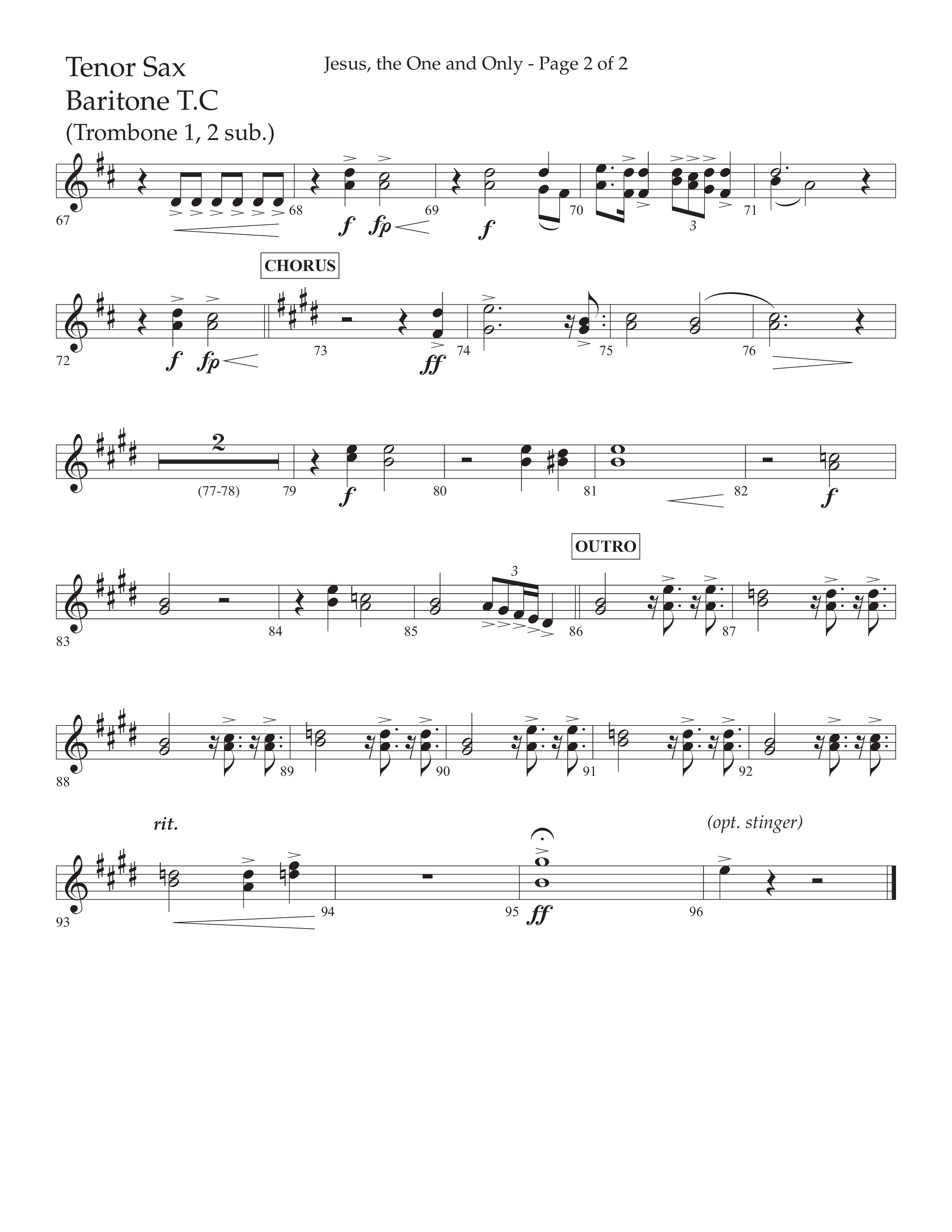 Jesus The One And Only (Choral Anthem SATB) Tenor Sax/Baritone T.C. (Lifeway Choral / Arr. John Bolin / Arr. Don Koch / Orch. David Shipps)