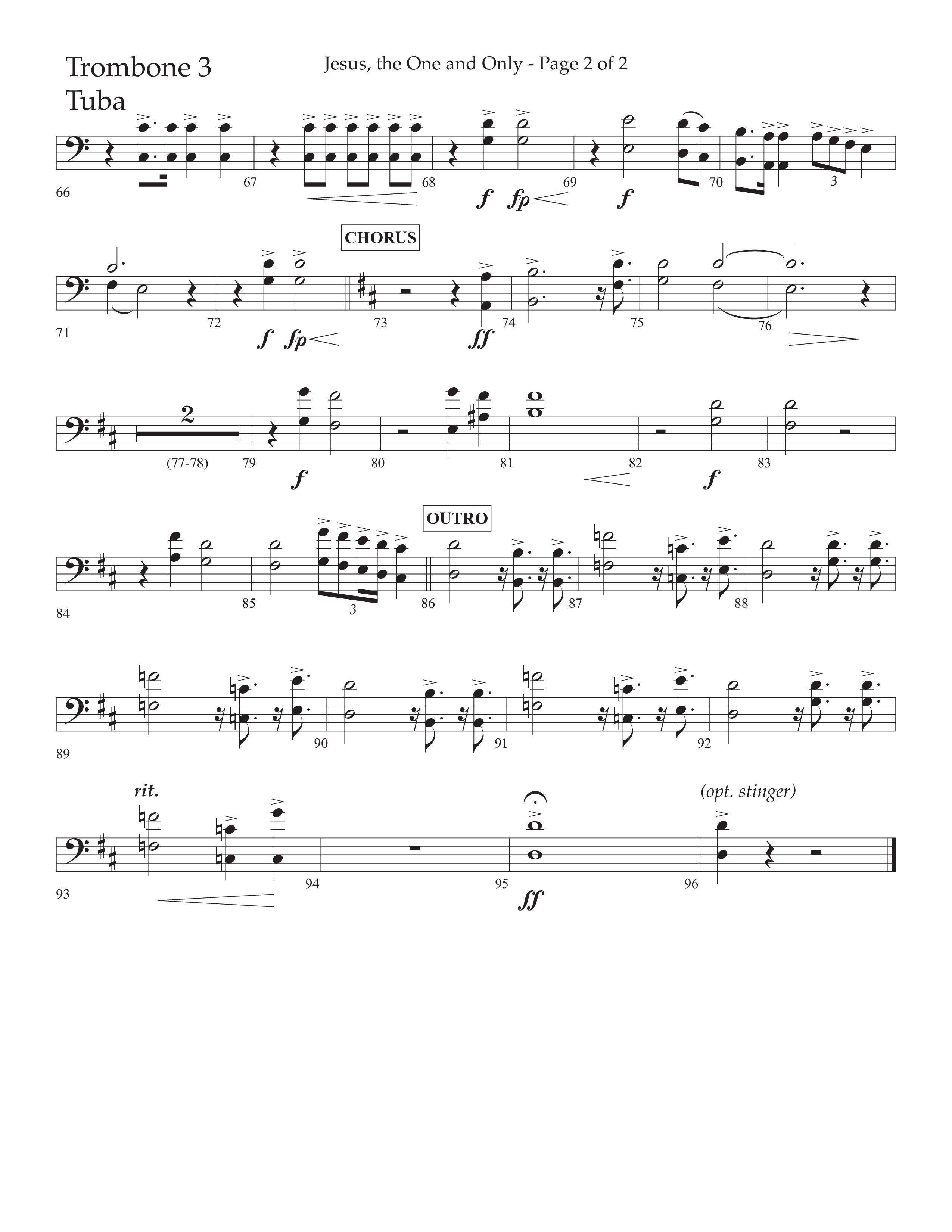 Jesus The One And Only (Choral Anthem SATB) Trombone 3/Tuba (Lifeway Choral / Arr. John Bolin / Arr. Don Koch / Orch. David Shipps)