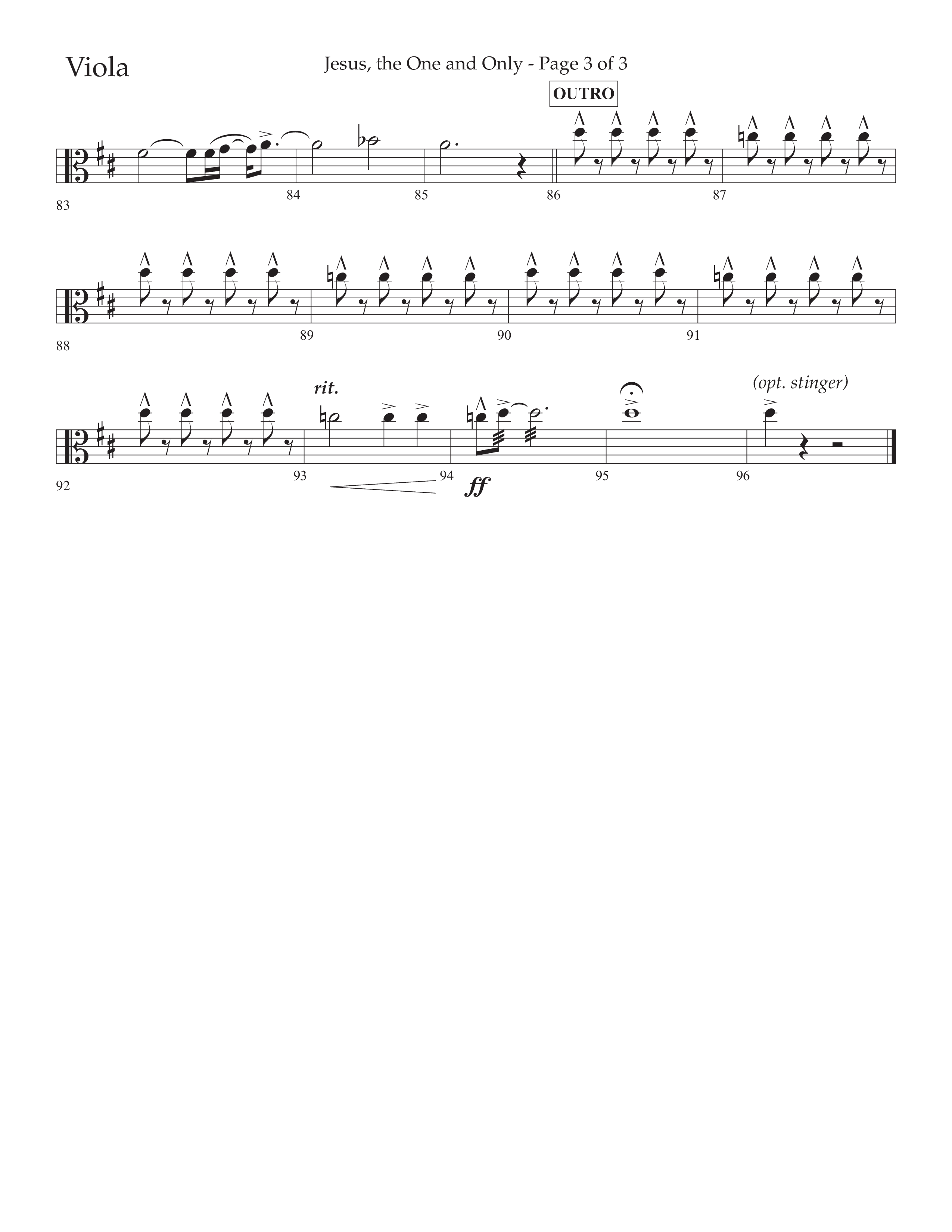 Jesus The One And Only (Choral Anthem SATB) Viola (Lifeway Choral / Arr. John Bolin / Arr. Don Koch / Orch. David Shipps)