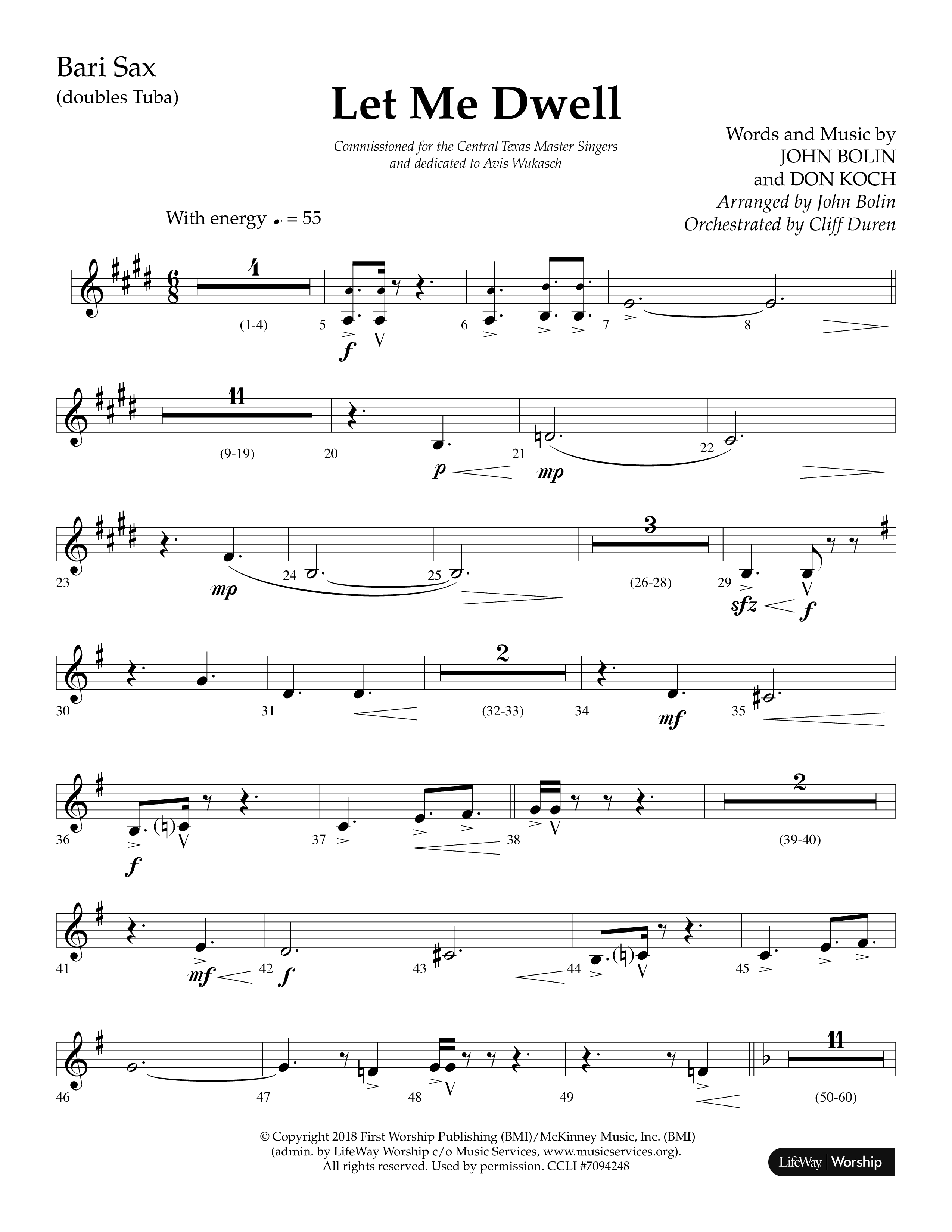 Let Me Dwell (Choral Anthem SATB) Bari Sax Sheet Music PDF (Lifeway