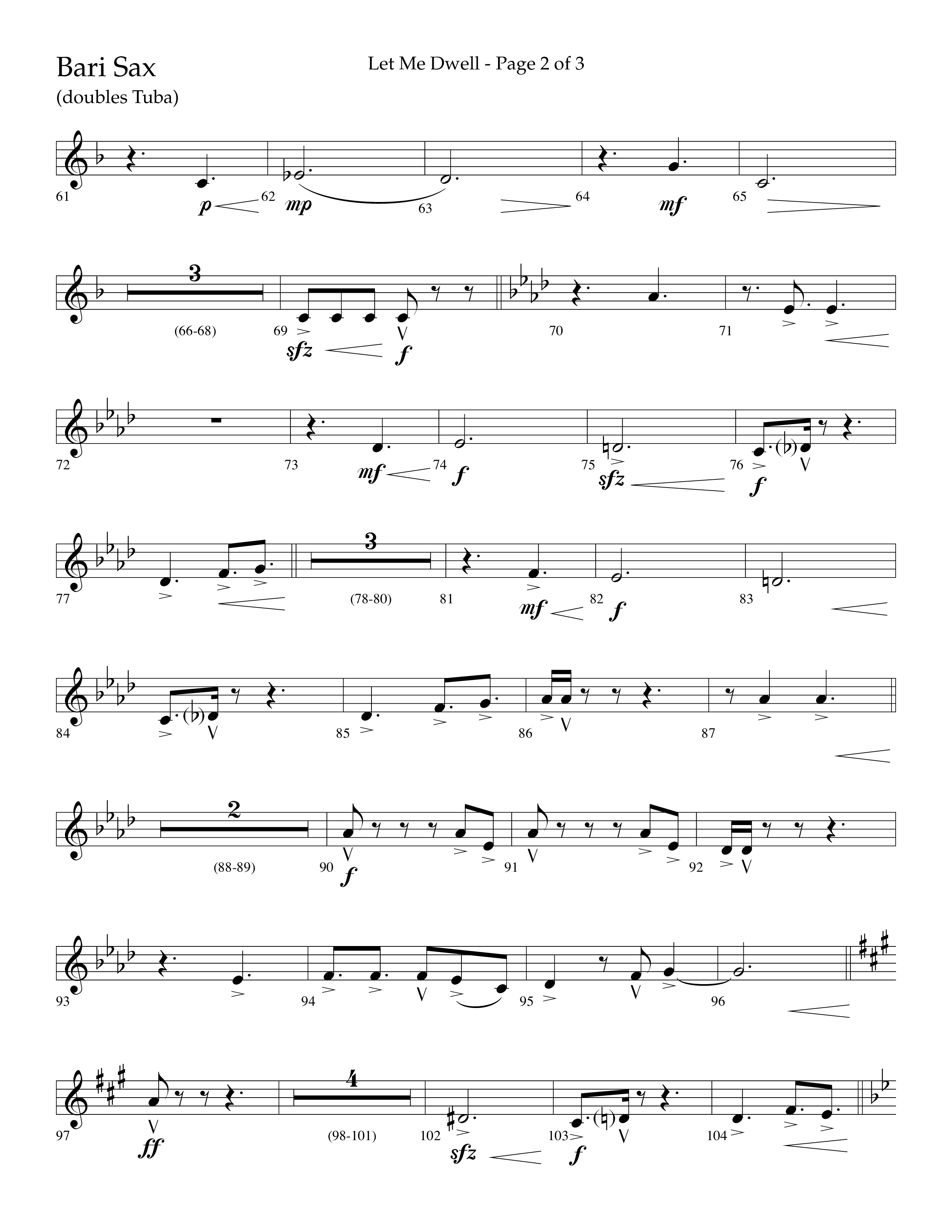 Let Me Dwell (Choral Anthem SATB) Bari Sax (Lifeway Choral / Arr. Cliff Duren)