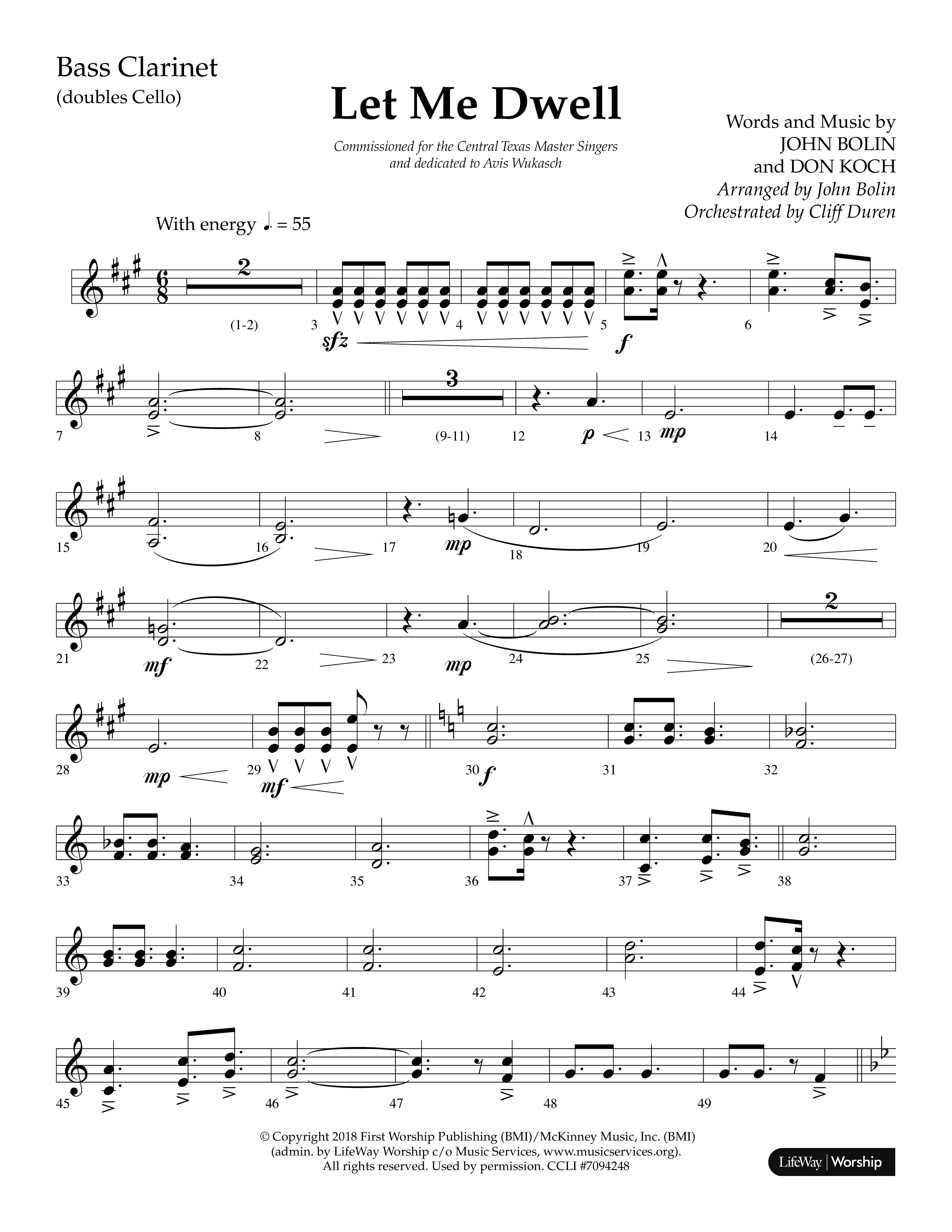 Let Me Dwell (Choral Anthem SATB) Bass Clarinet (Lifeway Choral / Arr. Cliff Duren)