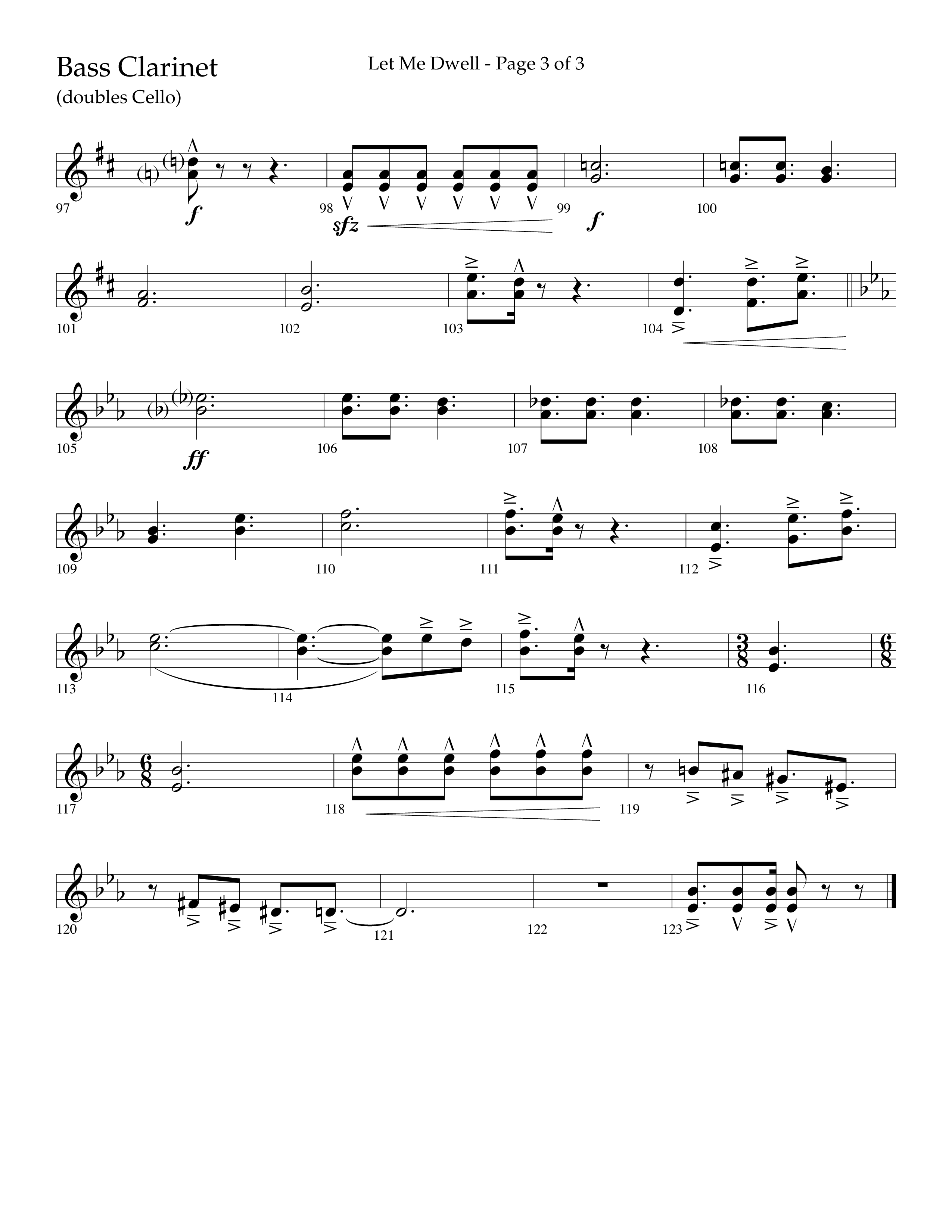 Let Me Dwell (Choral Anthem SATB) Bass Clarinet (Lifeway Choral / Arr. Cliff Duren)