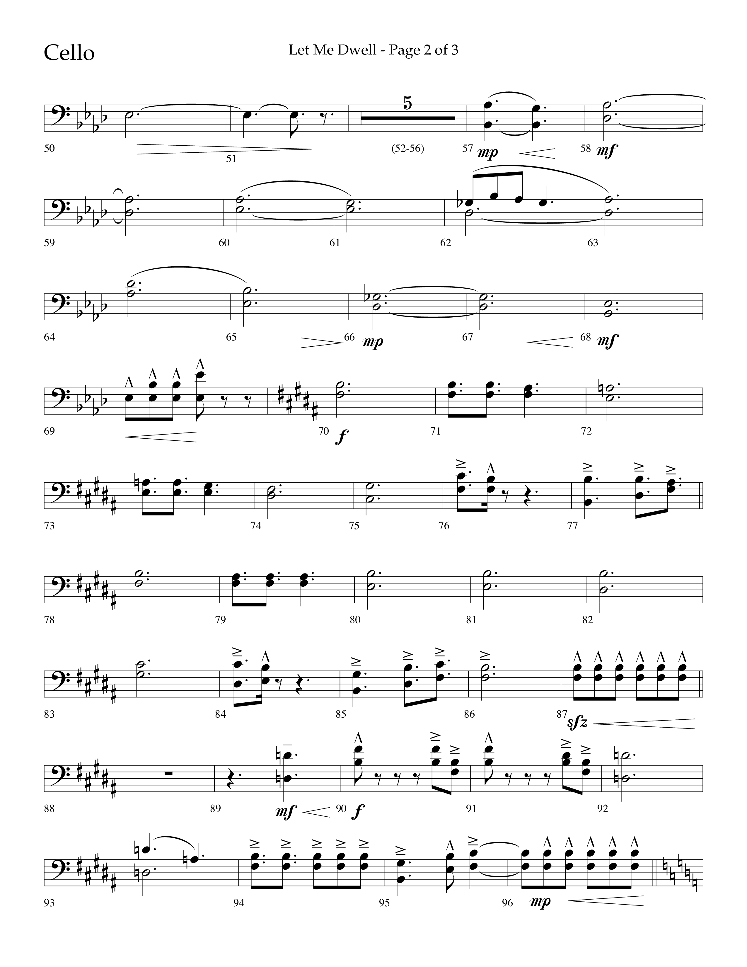 Let Me Dwell (Choral Anthem SATB) Cello (Lifeway Choral / Arr. Cliff Duren)