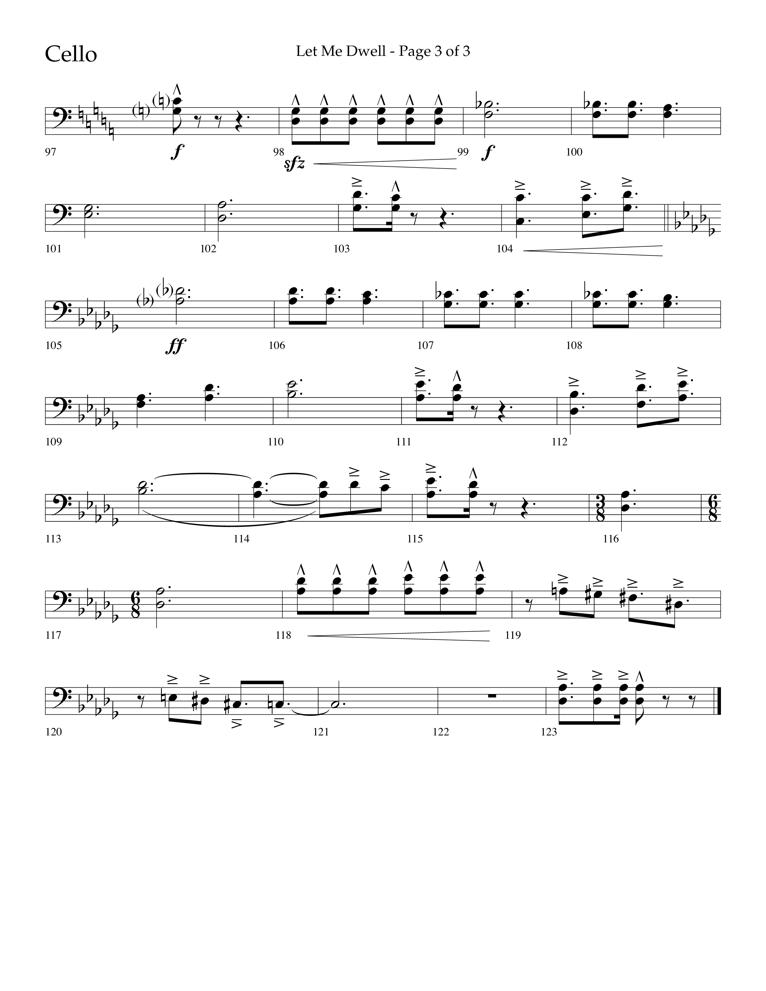 Let Me Dwell (Choral Anthem SATB) Cello (Lifeway Choral / Arr. Cliff Duren)