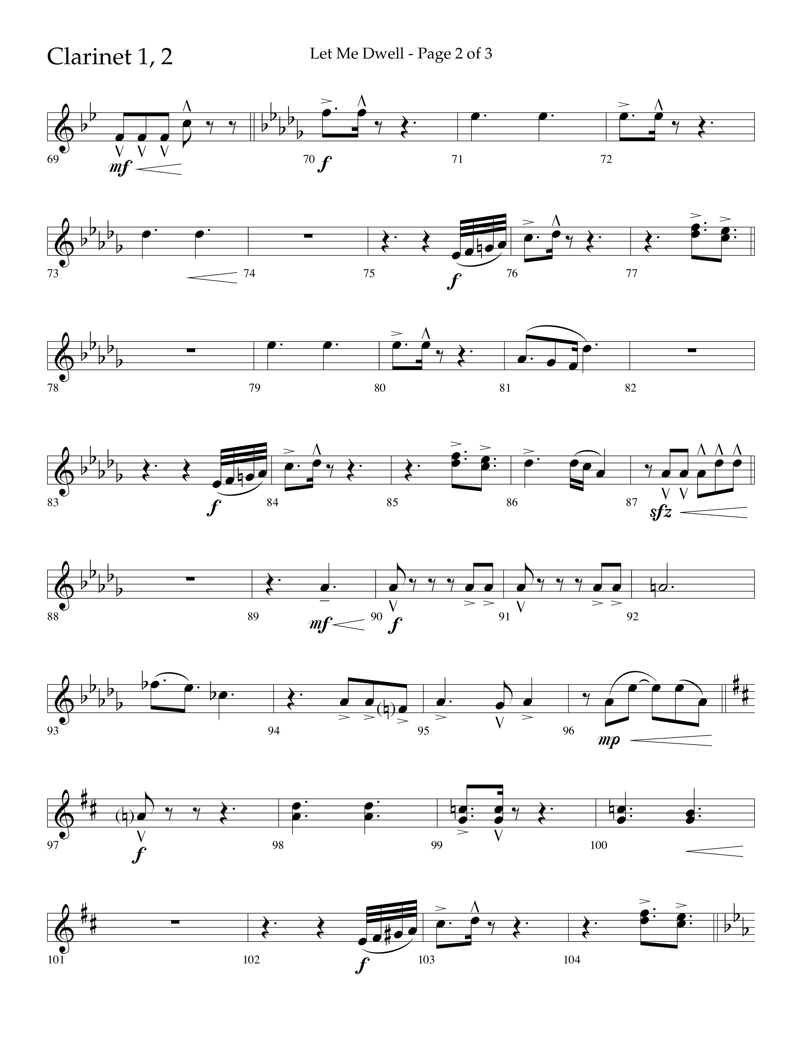 Let Me Dwell (Choral Anthem SATB) Clarinet 1/2 (Lifeway Choral / Arr. Cliff Duren)