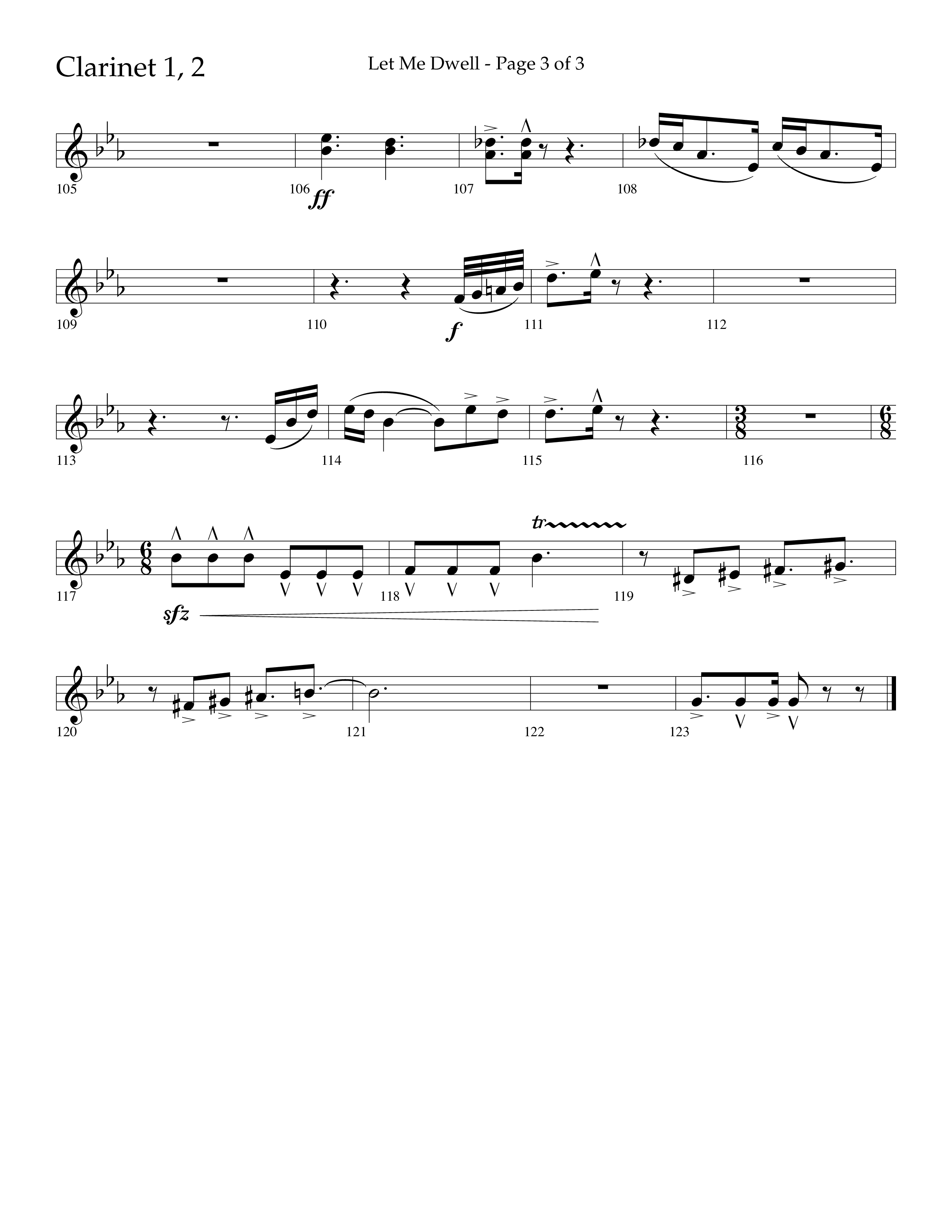 Let Me Dwell (Choral Anthem SATB) Clarinet 1/2 (Lifeway Choral / Arr. Cliff Duren)