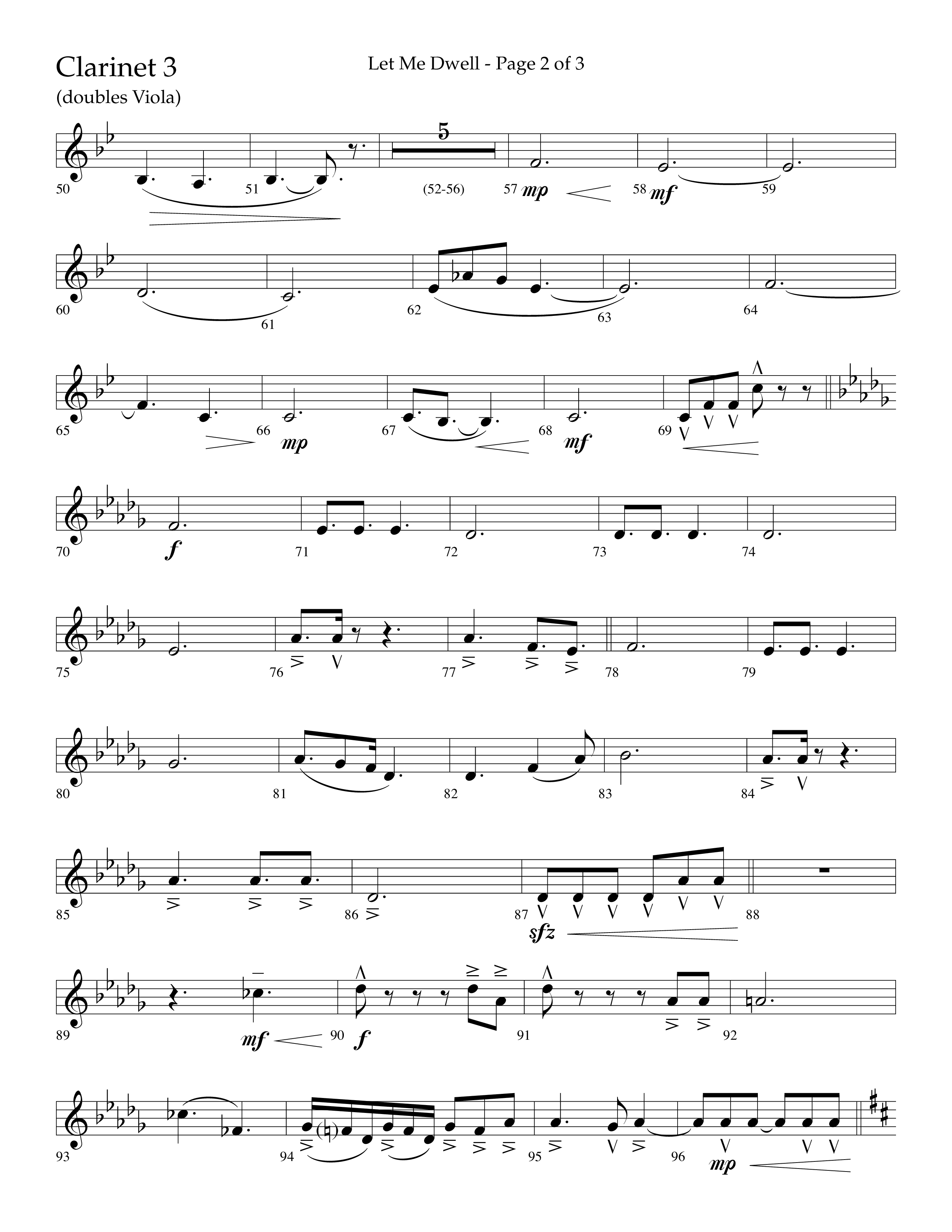 Let Me Dwell (Choral Anthem SATB) Clarinet 3 (Lifeway Choral / Arr. Cliff Duren)