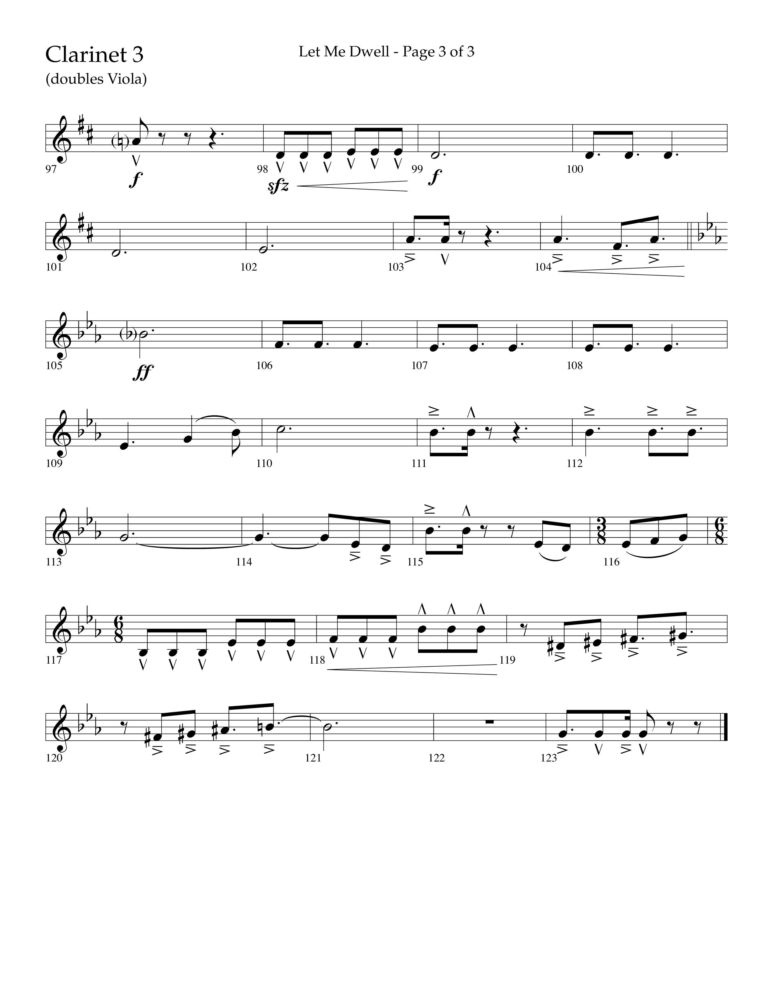 Let Me Dwell (Choral Anthem SATB) Clarinet 3 (Lifeway Choral / Arr. Cliff Duren)