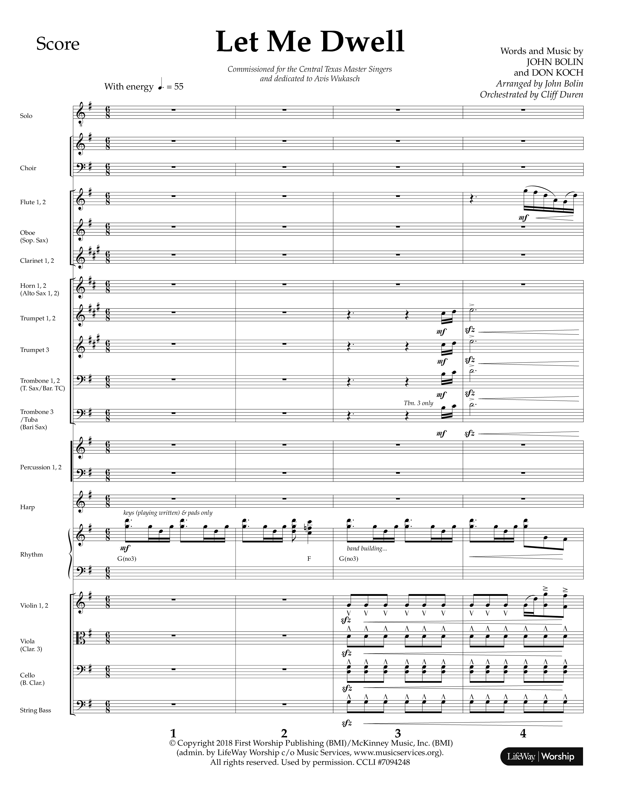Let Me Dwell (Choral Anthem SATB) Orchestration (Lifeway Choral / Arr. Cliff Duren)