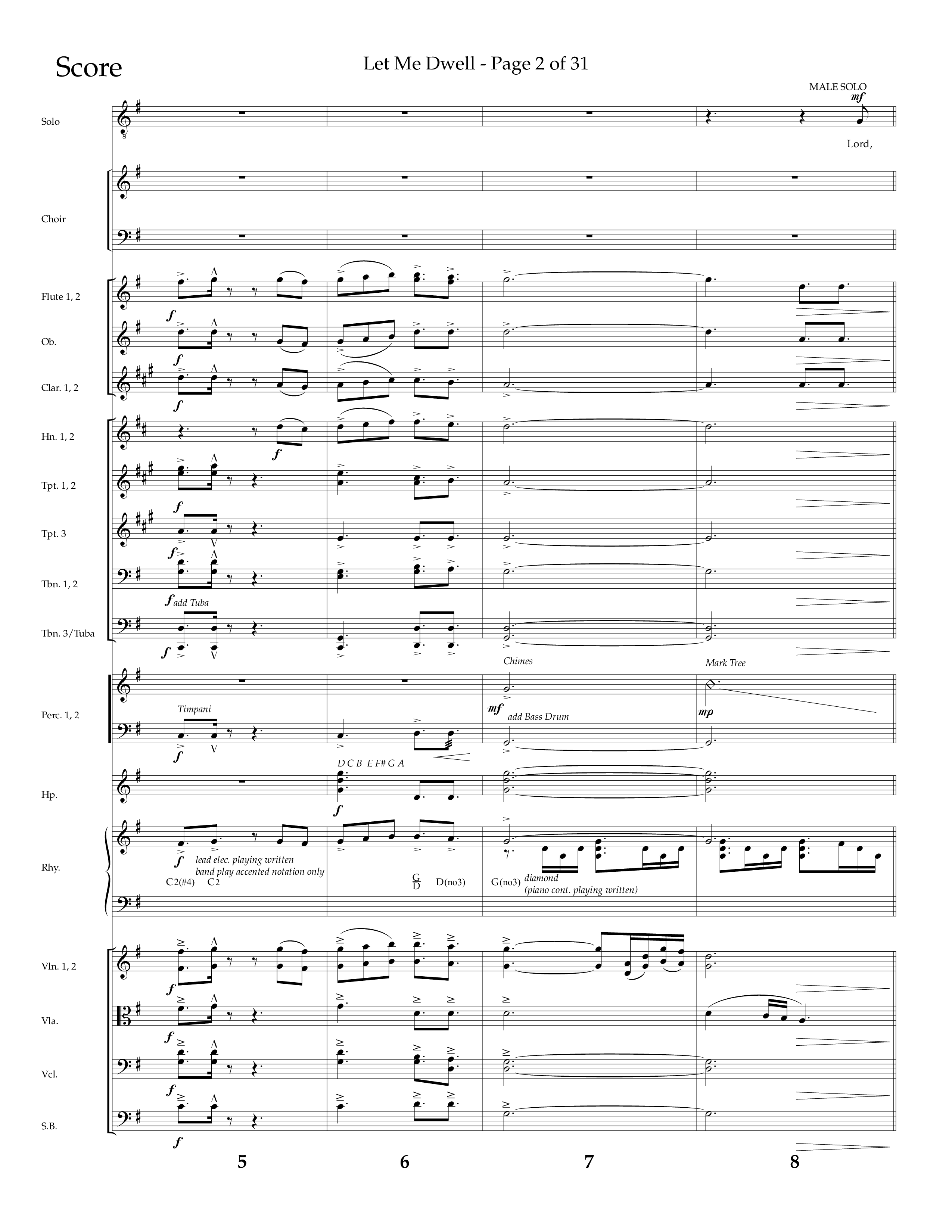 Let Me Dwell (Choral Anthem SATB) Orchestration (Lifeway Choral / Arr. Cliff Duren)