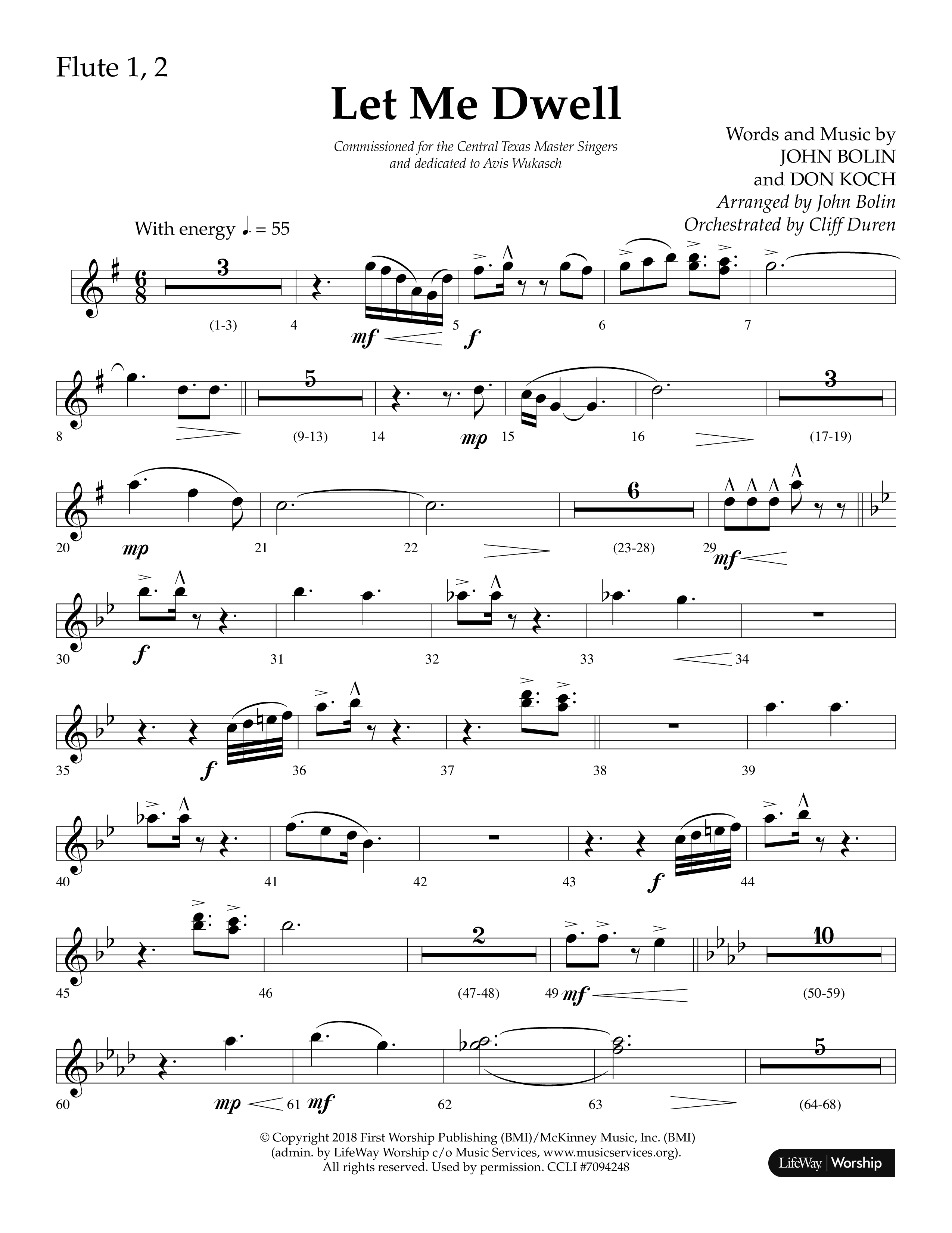 Let Me Dwell (Choral Anthem SATB) Flute 1/2 (Lifeway Choral / Arr. Cliff Duren)