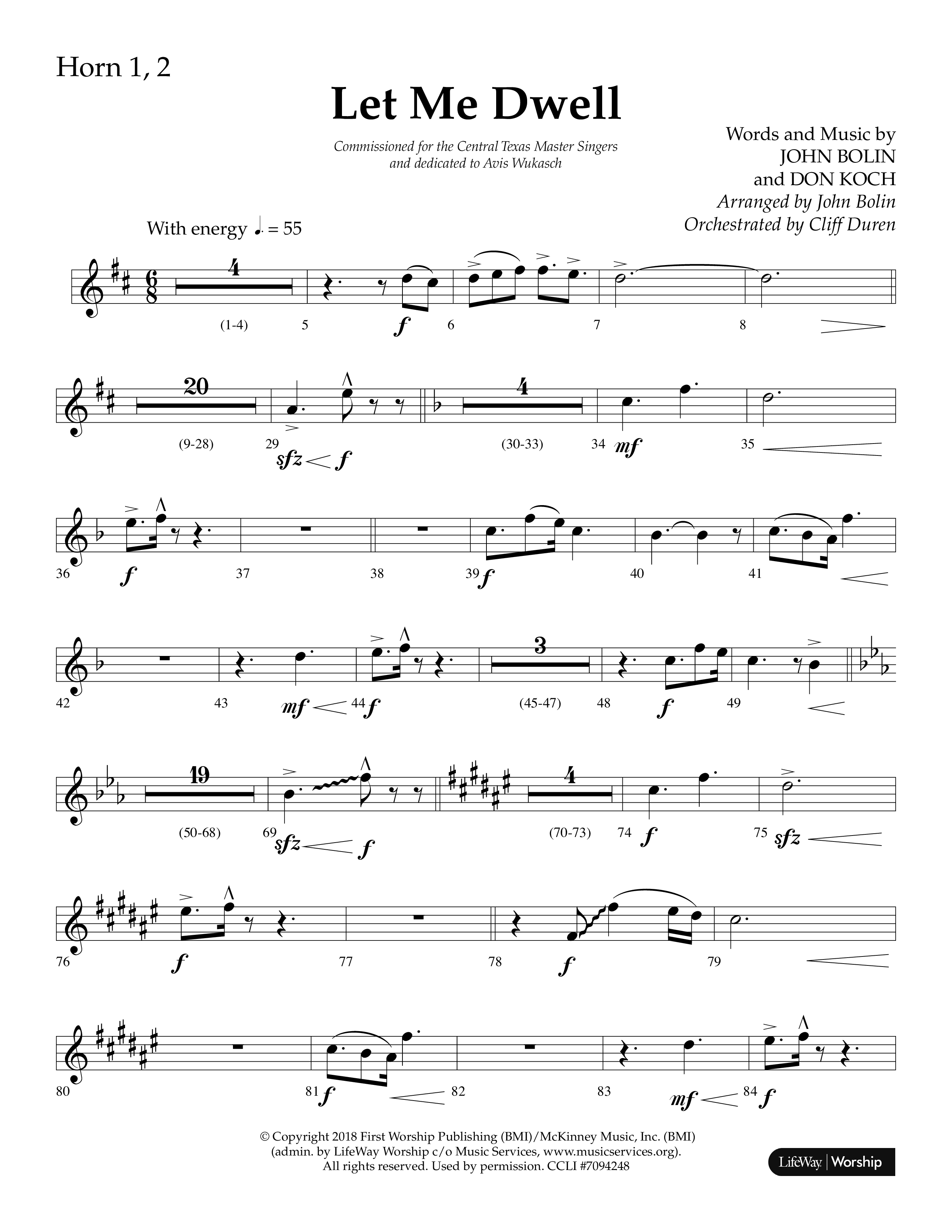 Let Me Dwell (Choral Anthem SATB) French Horn 1/2 (Lifeway Choral / Arr. Cliff Duren)