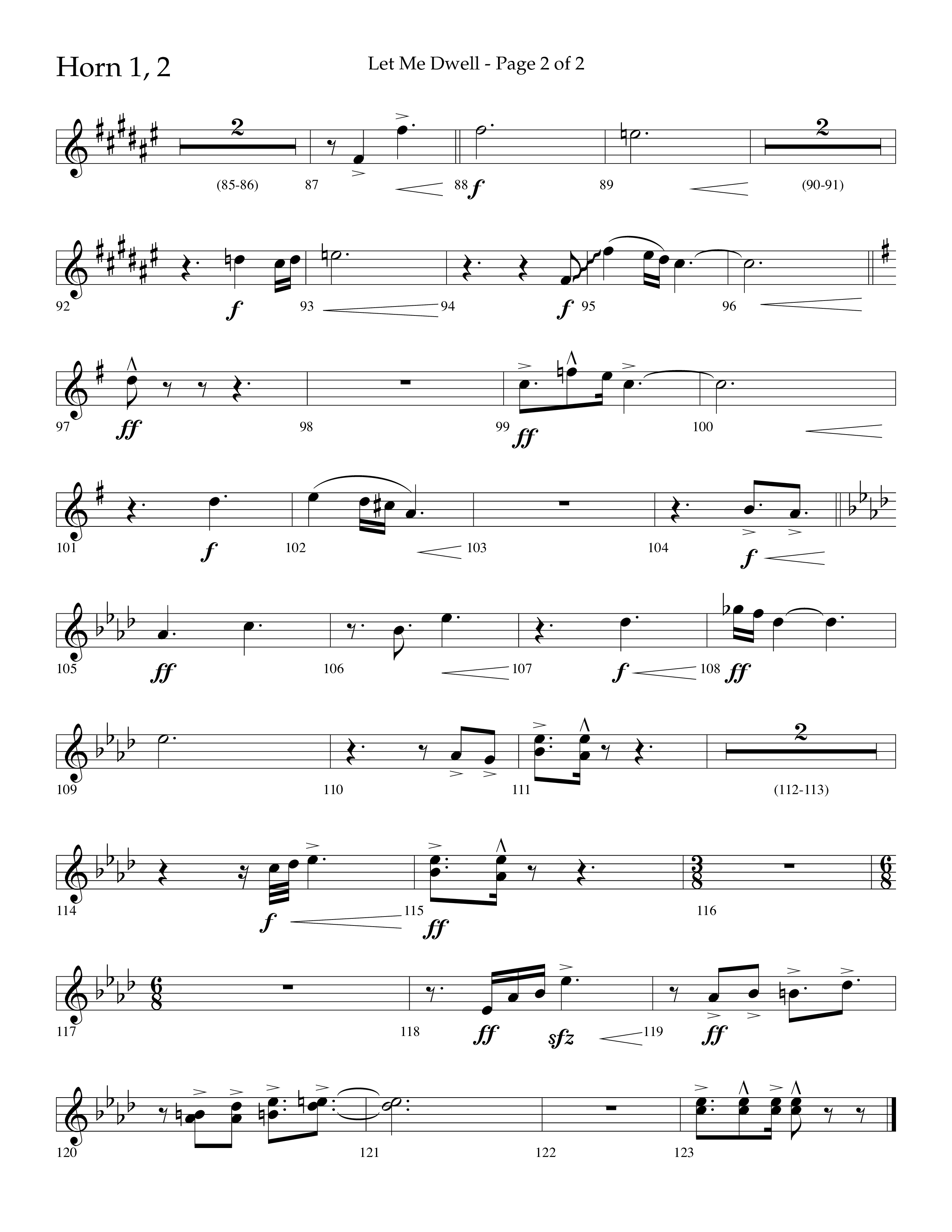 Let Me Dwell (Choral Anthem SATB) French Horn 1/2 (Lifeway Choral / Arr. Cliff Duren)