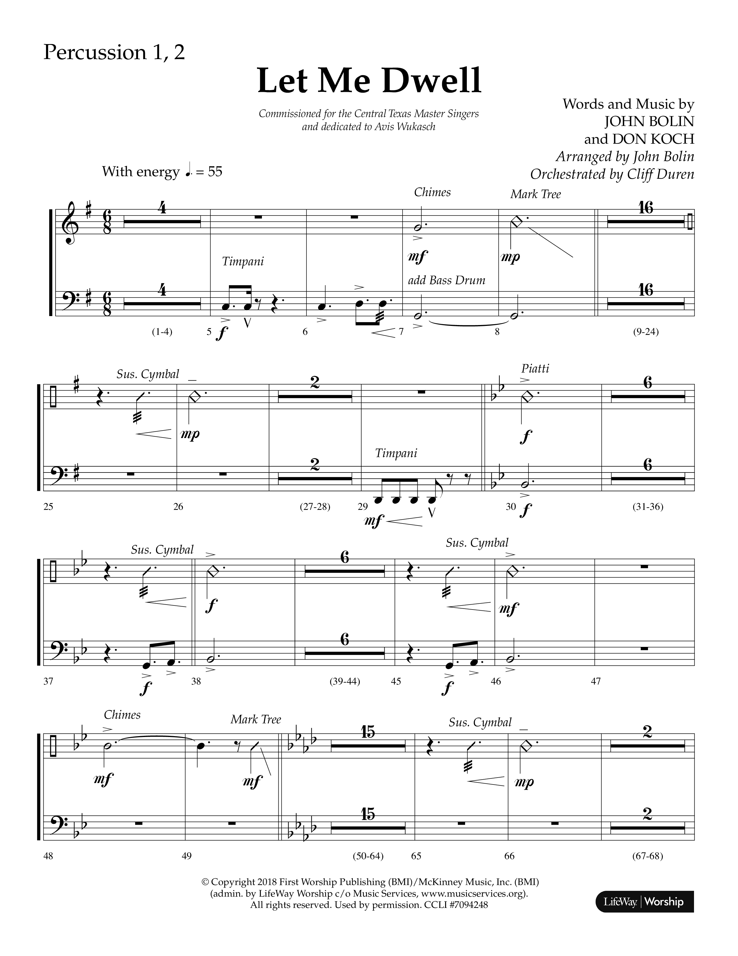 Let Me Dwell (Choral Anthem SATB) Percussion 1/2 (Lifeway Choral / Arr. Cliff Duren)
