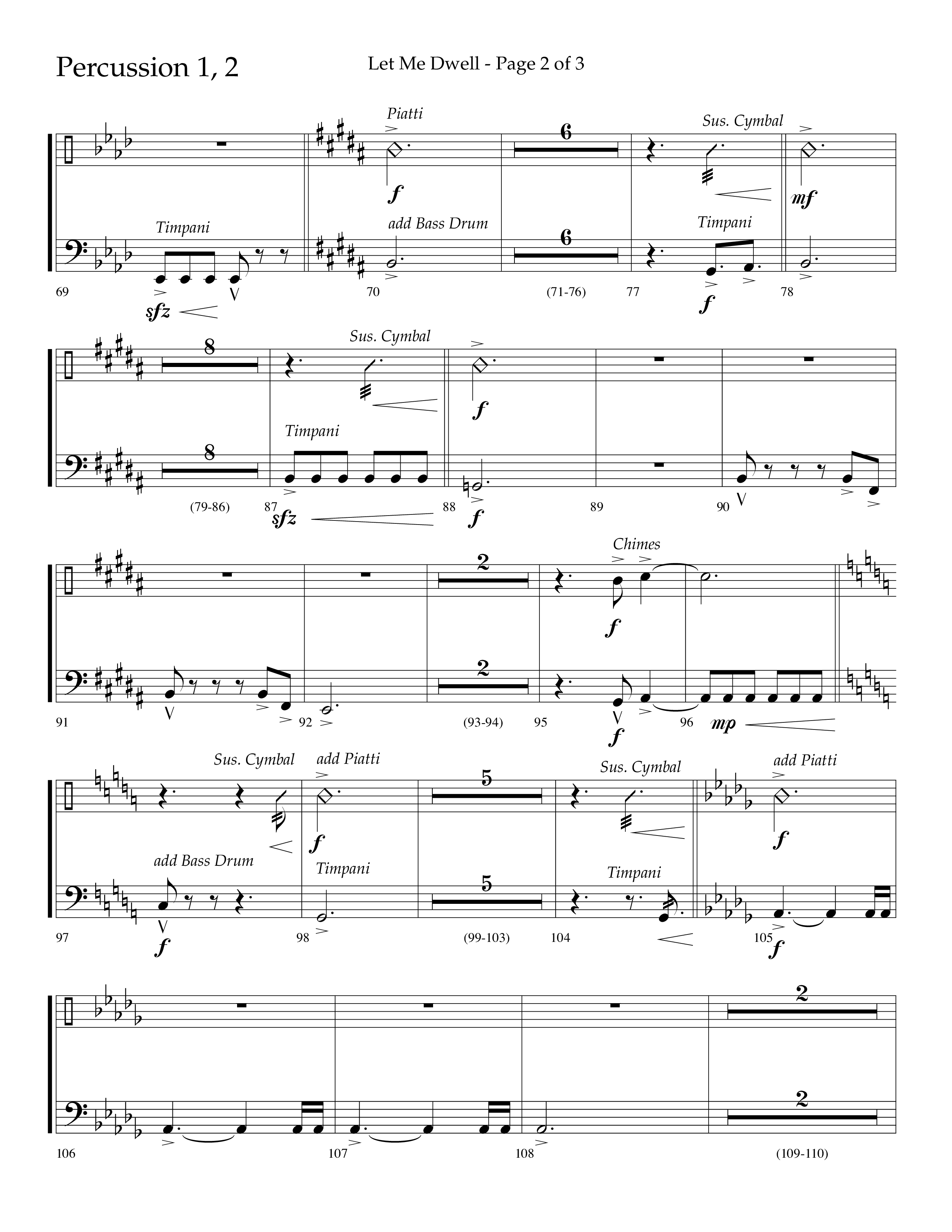 Let Me Dwell (Choral Anthem SATB) Percussion 1/2 (Lifeway Choral / Arr. Cliff Duren)