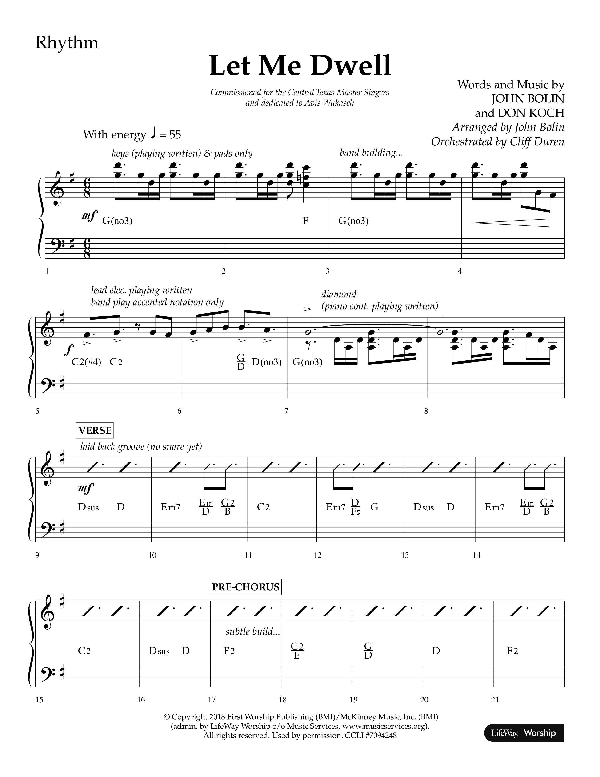 Let Me Dwell (Choral Anthem SATB) Lead Melody & Rhythm (Lifeway Choral / Arr. Cliff Duren)