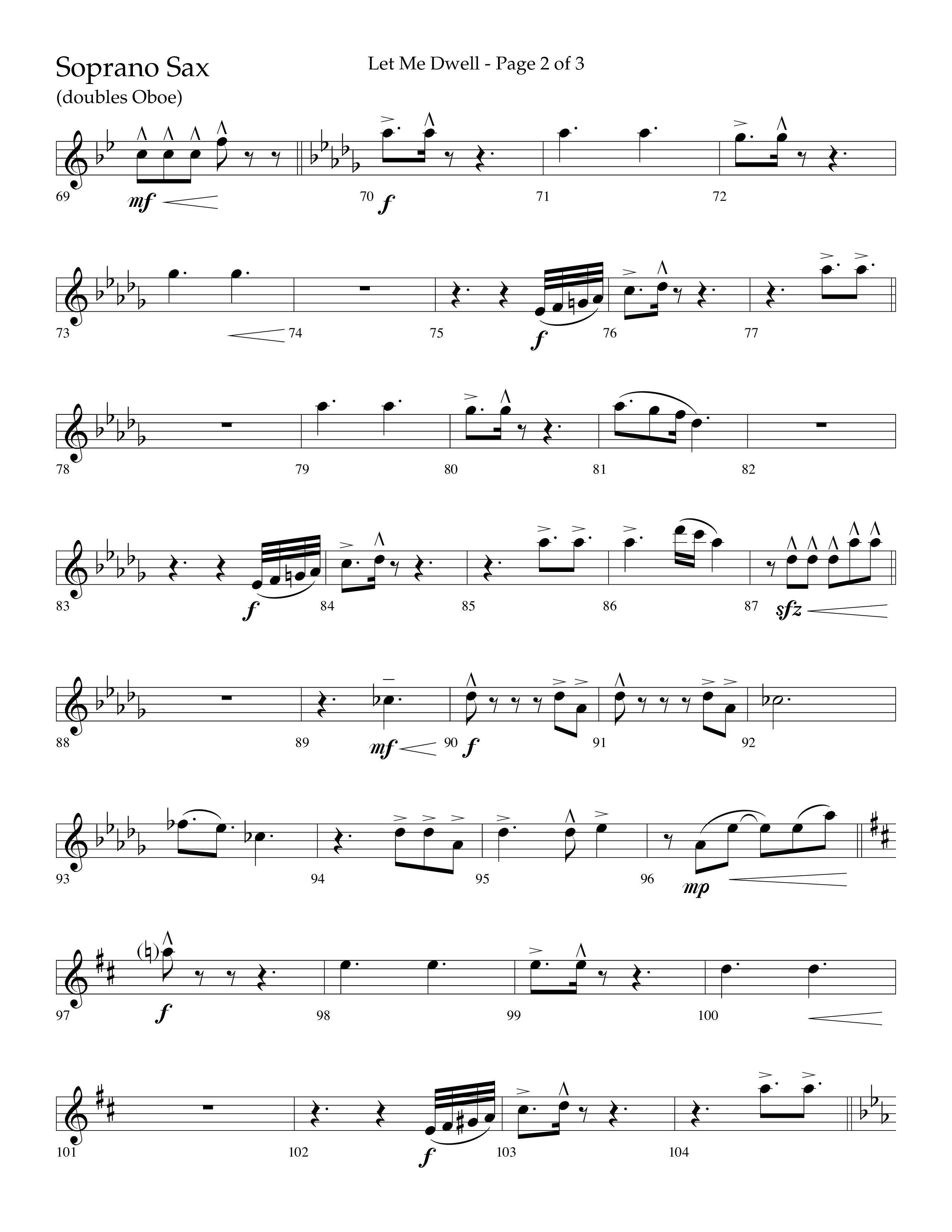 Let Me Dwell (Choral Anthem SATB) Soprano Sax (Lifeway Choral / Arr. Cliff Duren)
