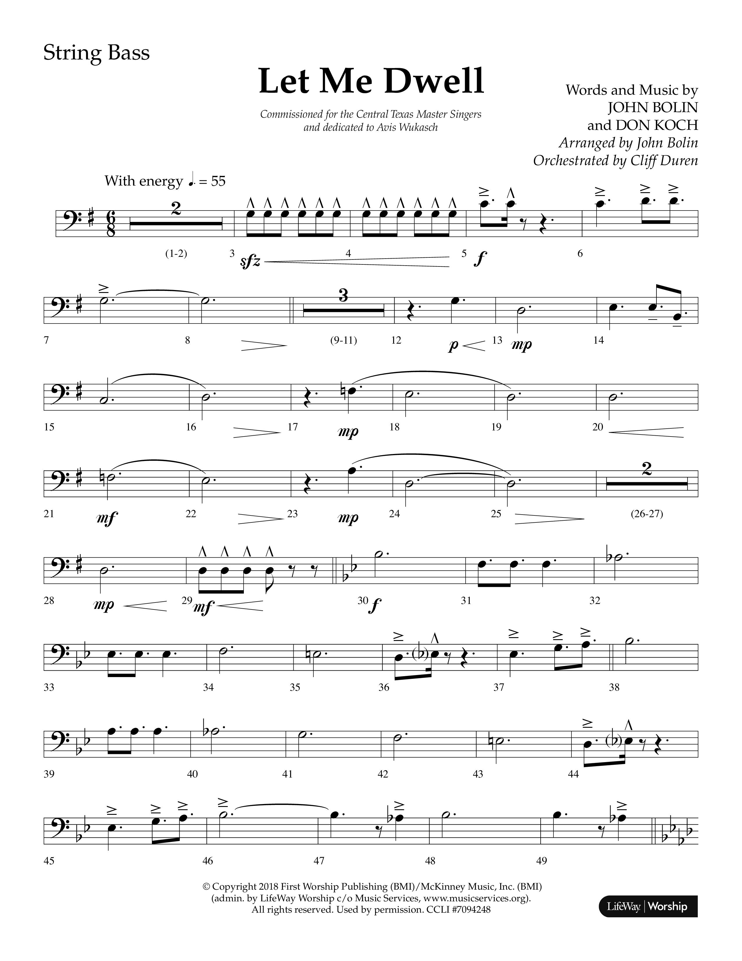 Let Me Dwell (Choral Anthem SATB) String Bass (Lifeway Choral / Arr. Cliff Duren)