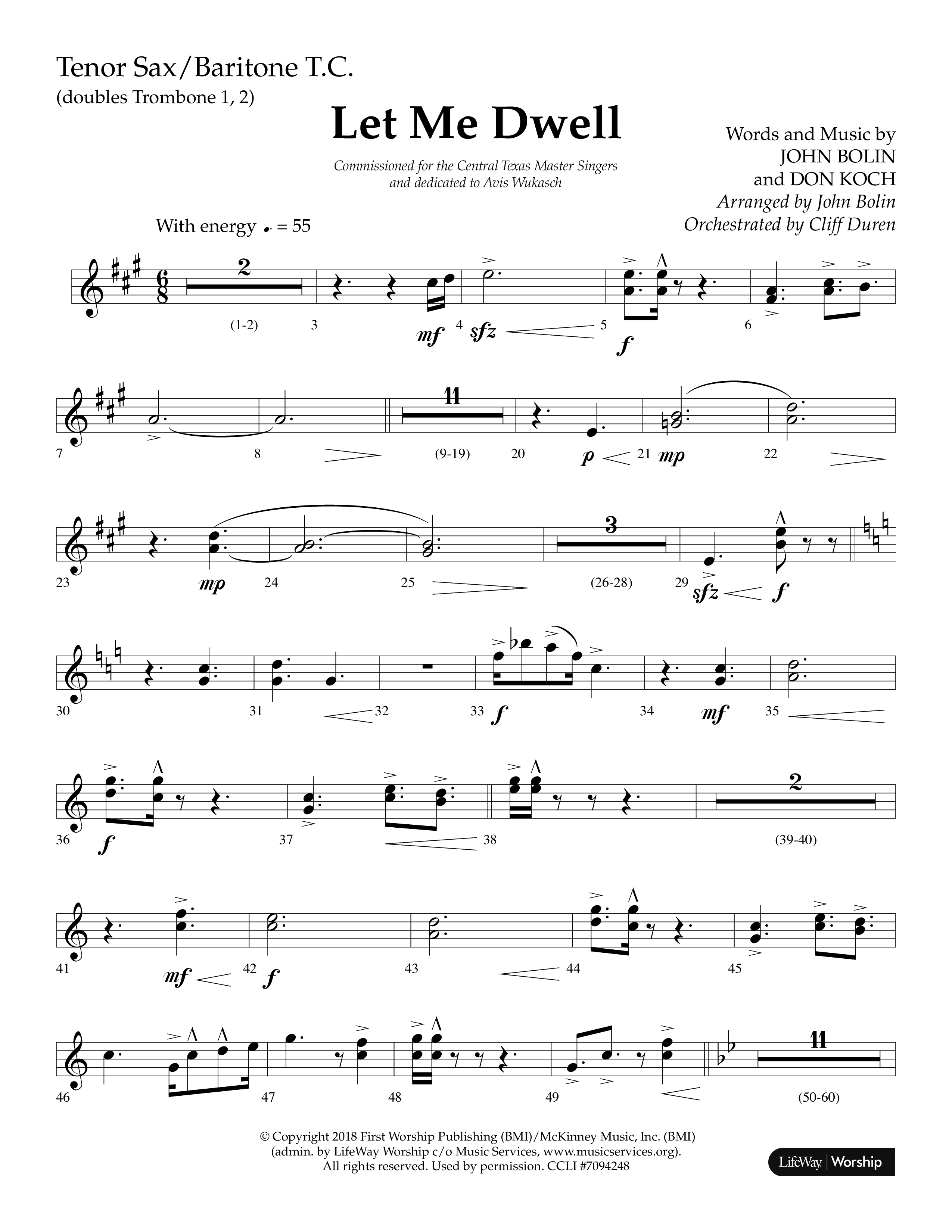 Let Me Dwell (Choral Anthem SATB) Tenor Sax/Baritone T.C. (Lifeway Choral / Arr. Cliff Duren)