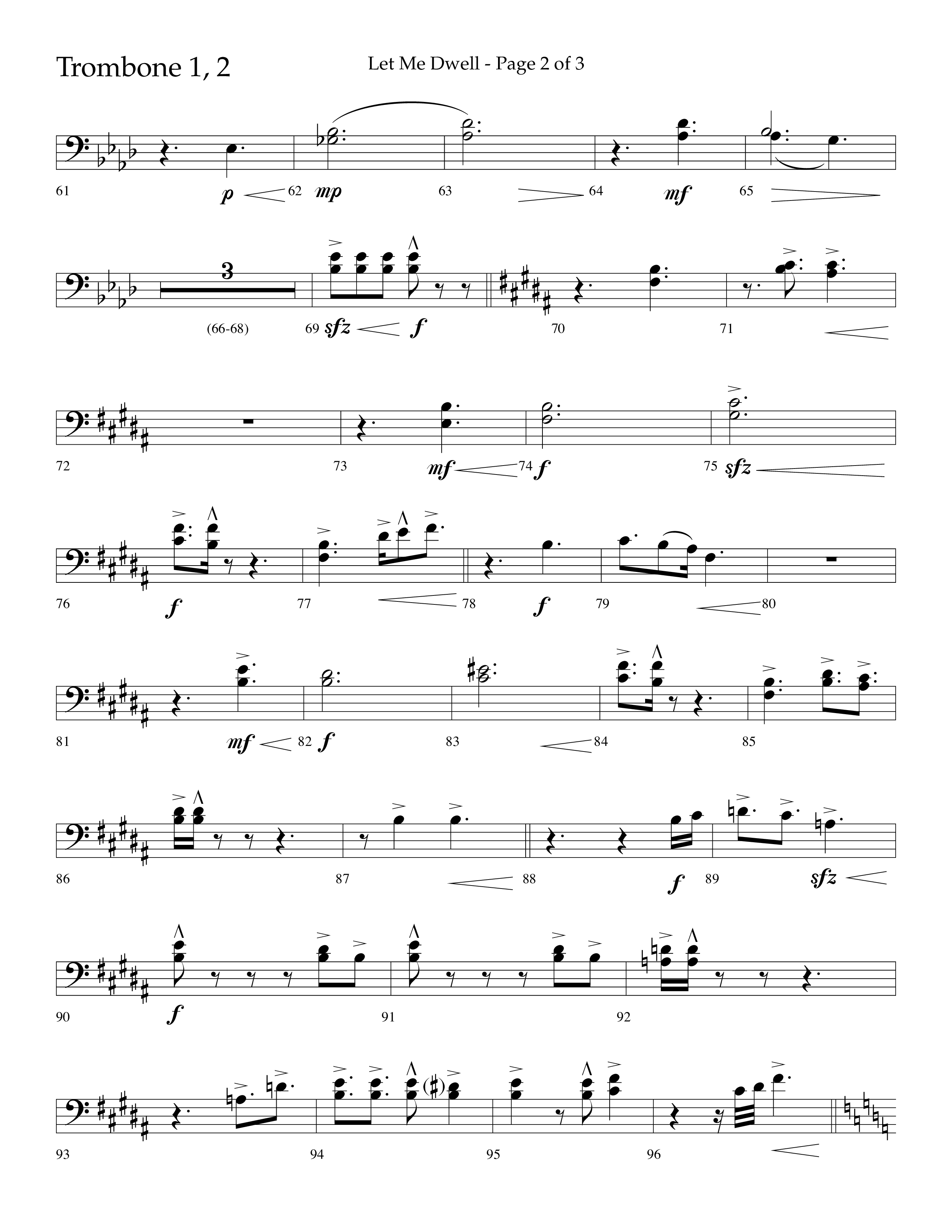 Let Me Dwell (Choral Anthem SATB) Trombone 1/2 (Lifeway Choral / Arr. Cliff Duren)
