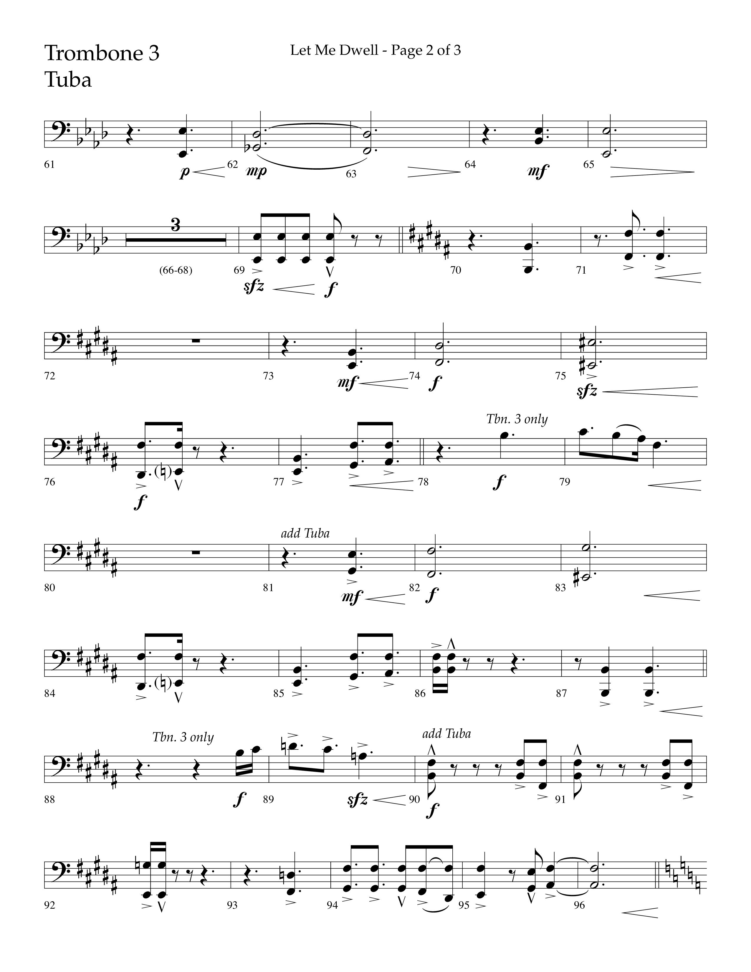 Let Me Dwell (Choral Anthem SATB) Trombone 3/Tuba (Lifeway Choral / Arr. Cliff Duren)