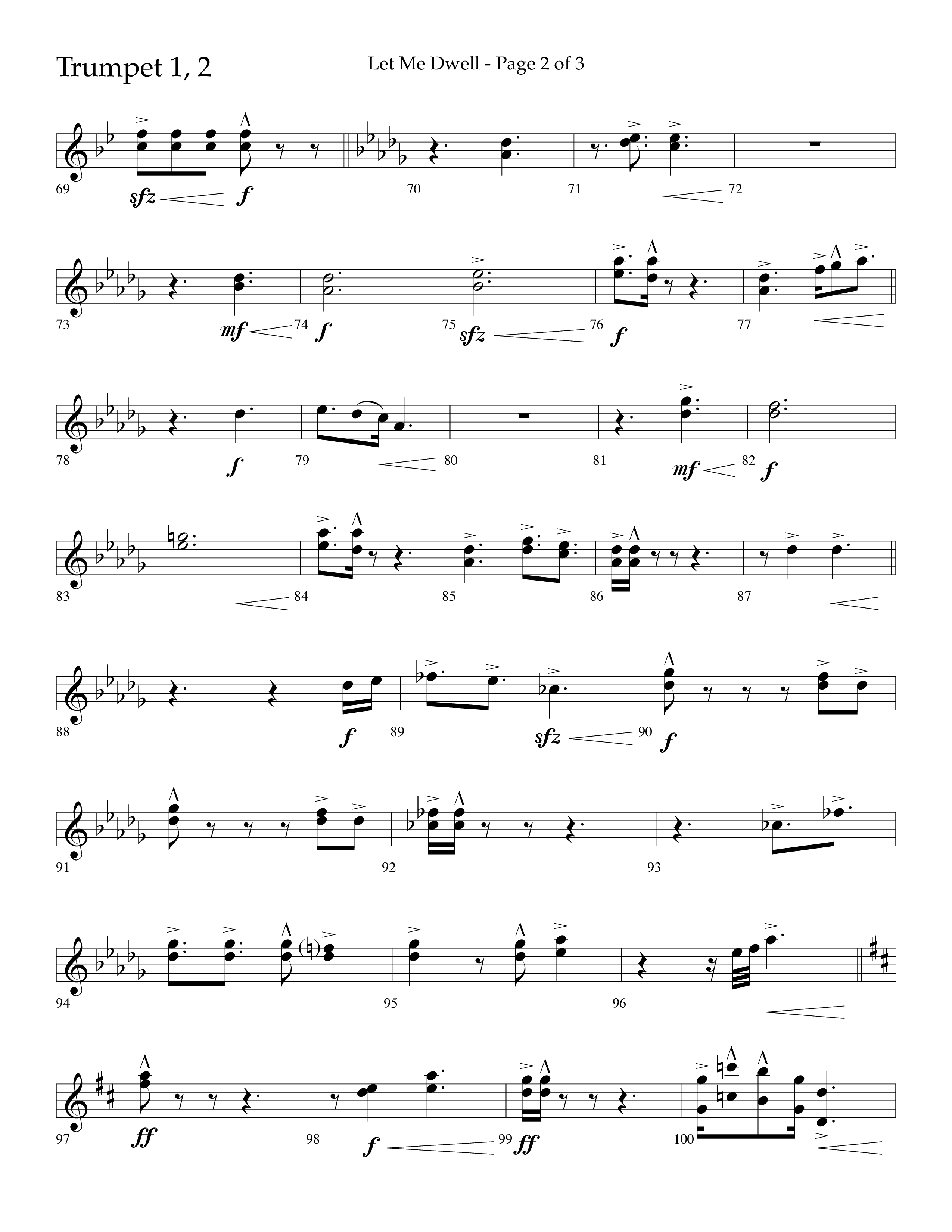 Let Me Dwell (Choral Anthem SATB) Trumpet 1,2 (Lifeway Choral / Arr. Cliff Duren)