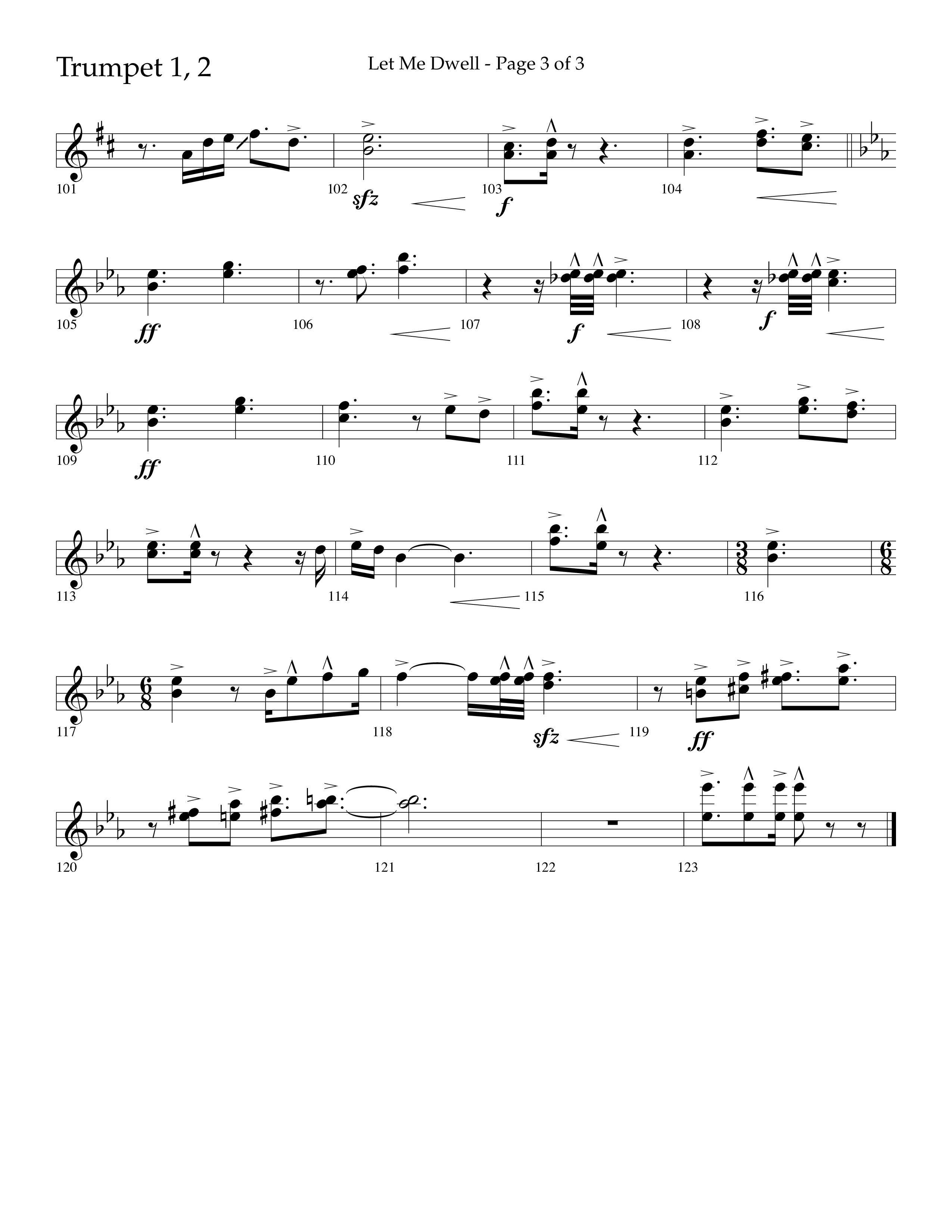 Let Me Dwell (Choral Anthem SATB) Trumpet 1,2 (Lifeway Choral / Arr. Cliff Duren)