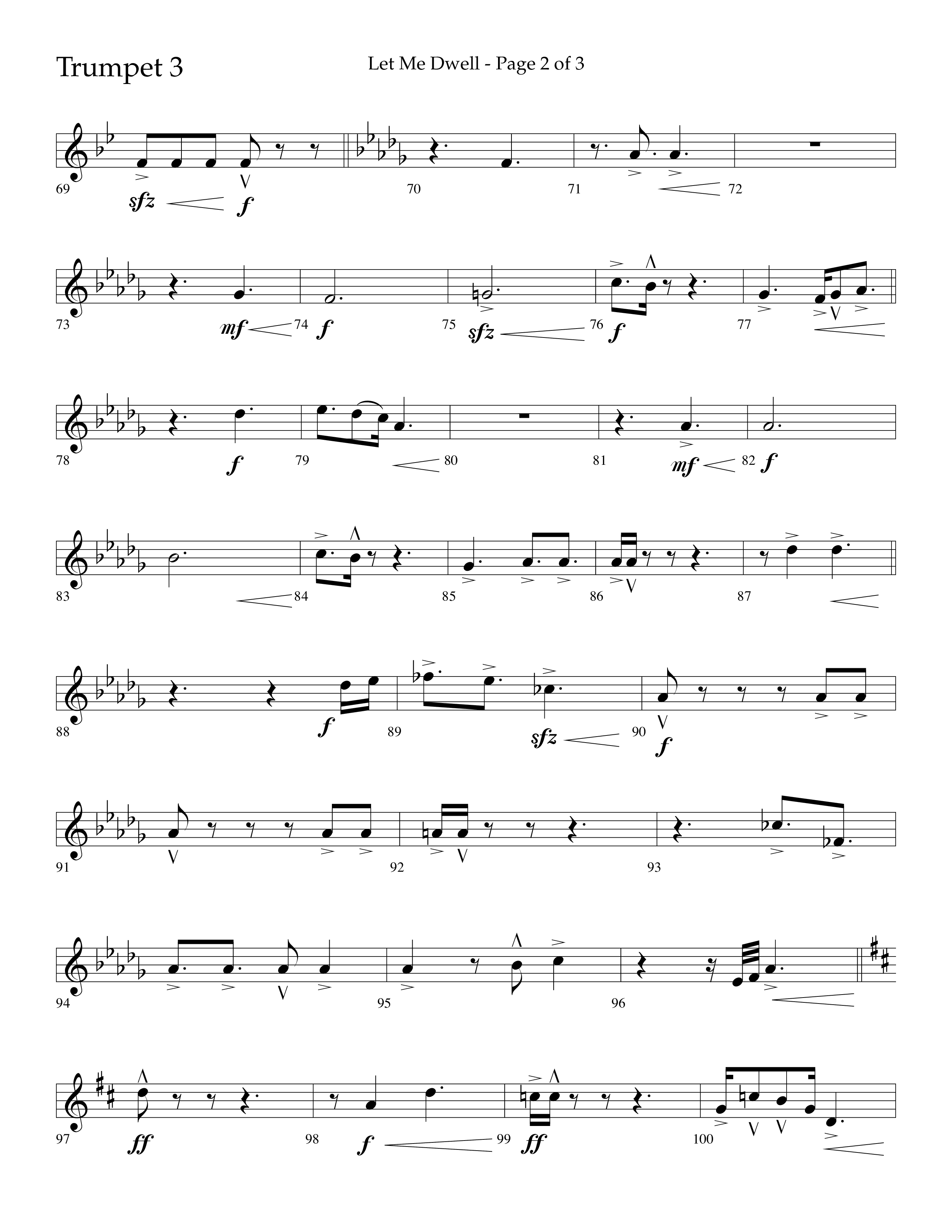Let Me Dwell (Choral Anthem SATB) Trumpet 3 (Lifeway Choral / Arr. Cliff Duren)