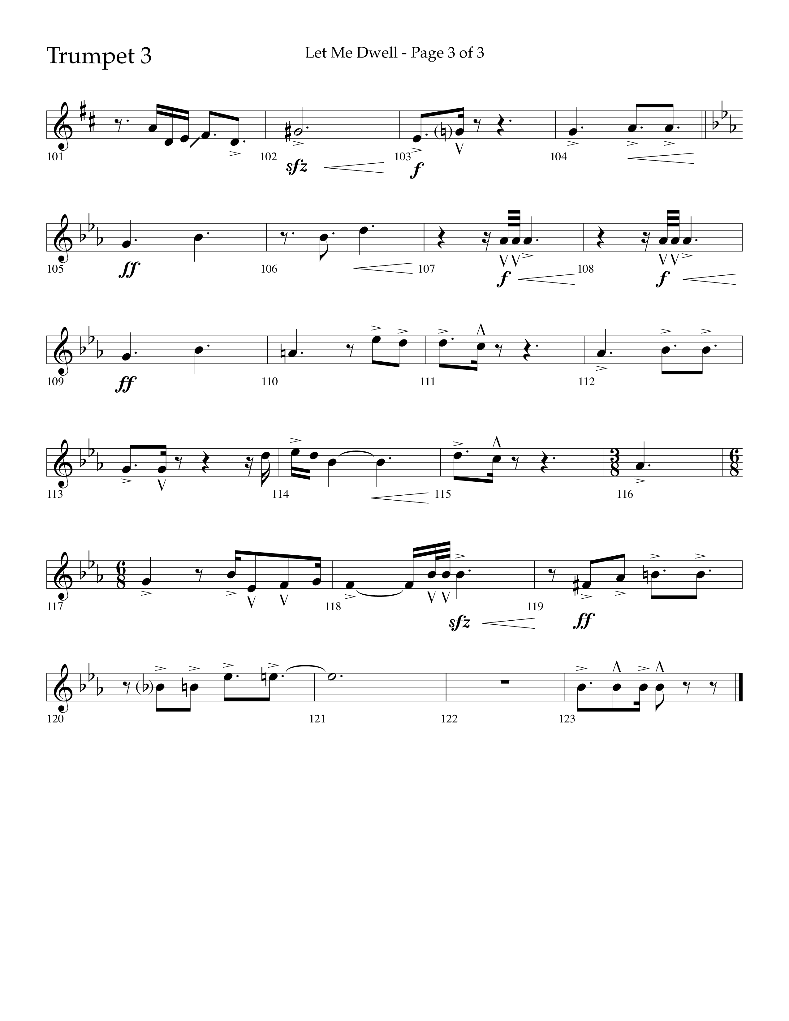 Let Me Dwell (Choral Anthem SATB) Trumpet 3 (Lifeway Choral / Arr. Cliff Duren)