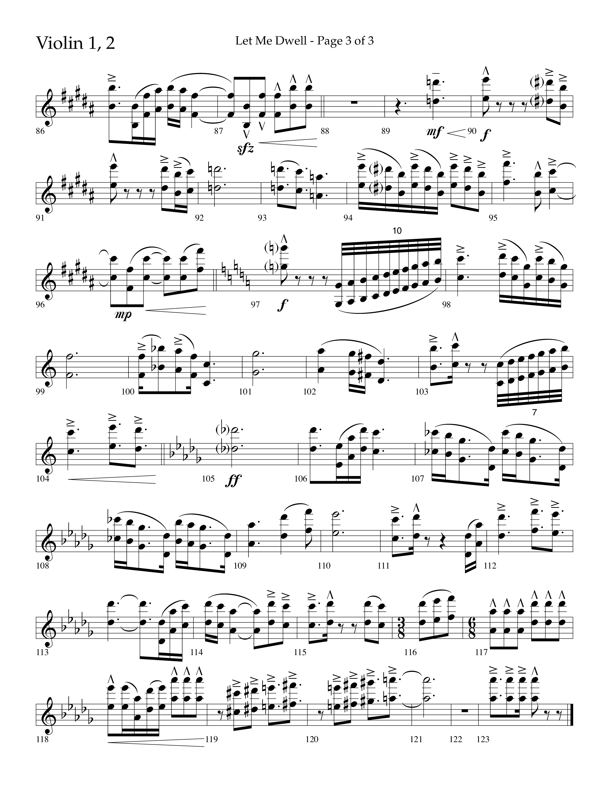 Let Me Dwell (Choral Anthem SATB) Violin 1/2 (Lifeway Choral / Arr. Cliff Duren)
