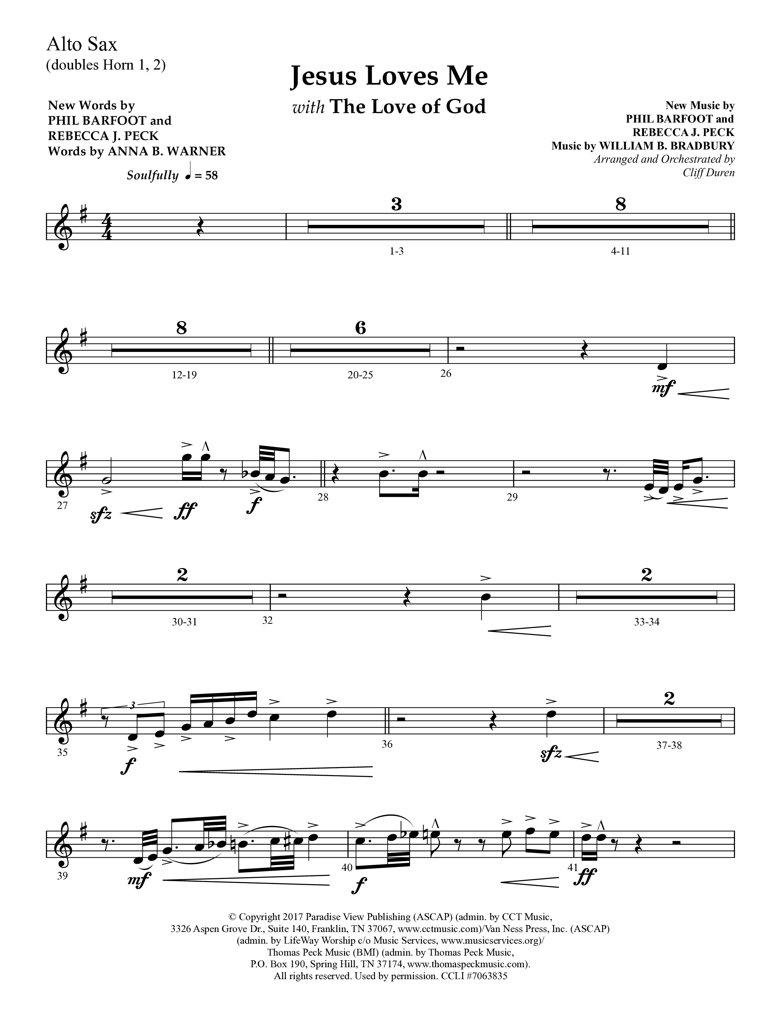 Jesus Loves Me with The Love Of God (Choral Anthem SATB) Alto Sax (Lifeway Choral / Arr. Cliff Duren)