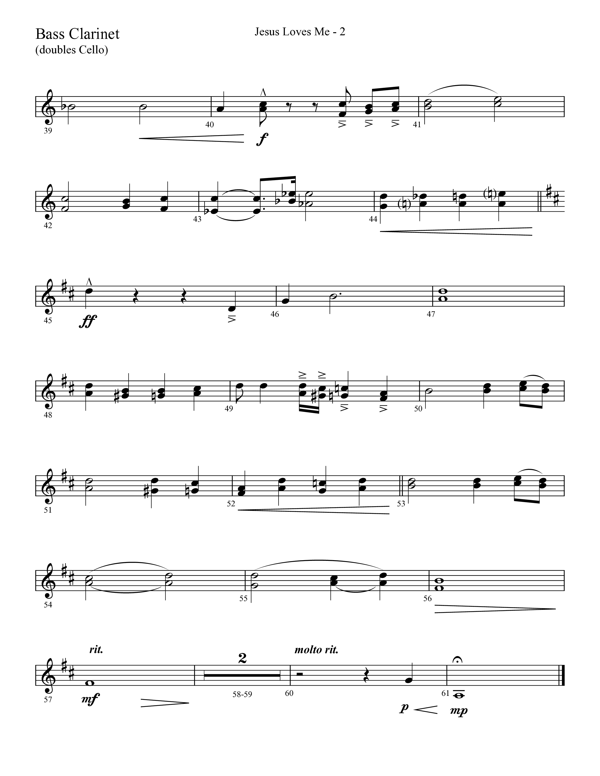 Jesus Loves Me with The Love Of God (Choral Anthem SATB) Bass Clarinet (Lifeway Choral / Arr. Cliff Duren)