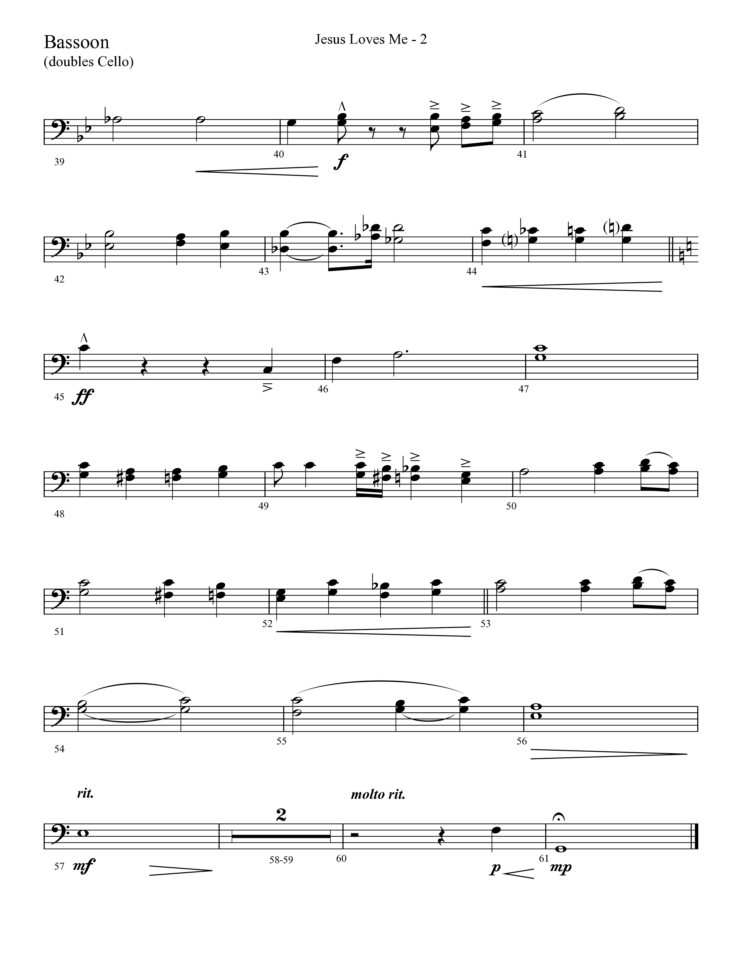 Jesus Loves Me with The Love Of God (Choral Anthem SATB) Bassoon (Lifeway Choral / Arr. Cliff Duren)