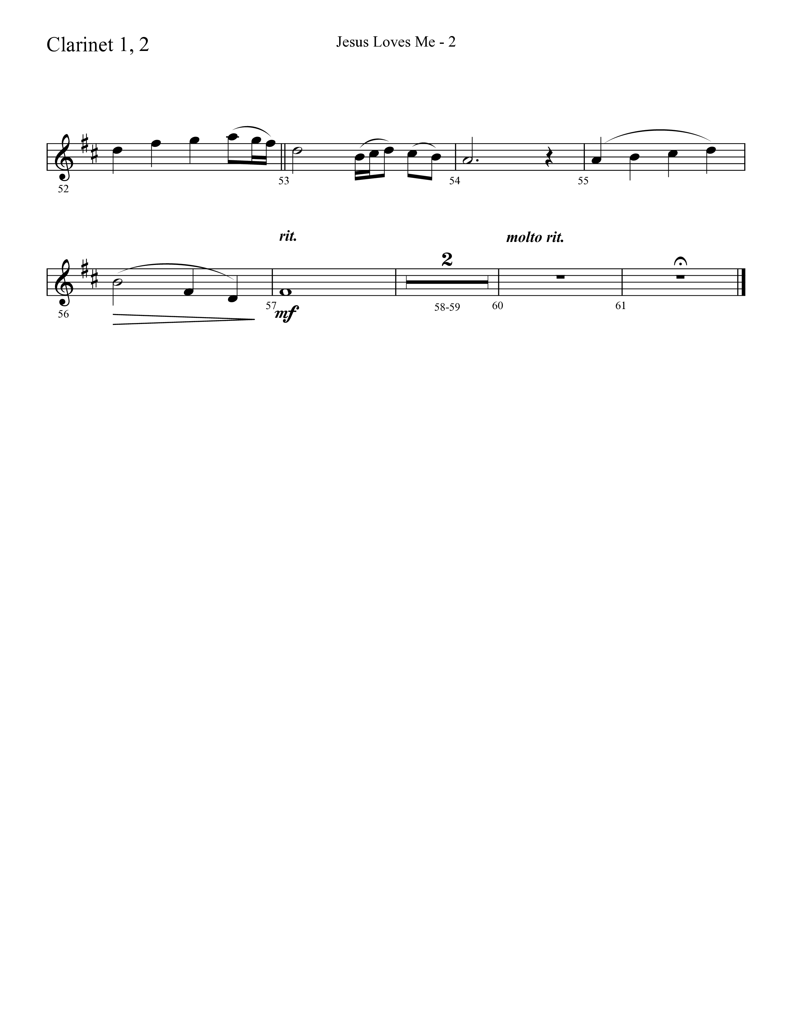 Jesus Loves Me with The Love Of God (Choral Anthem SATB) Clarinet 1/2 (Lifeway Choral / Arr. Cliff Duren)
