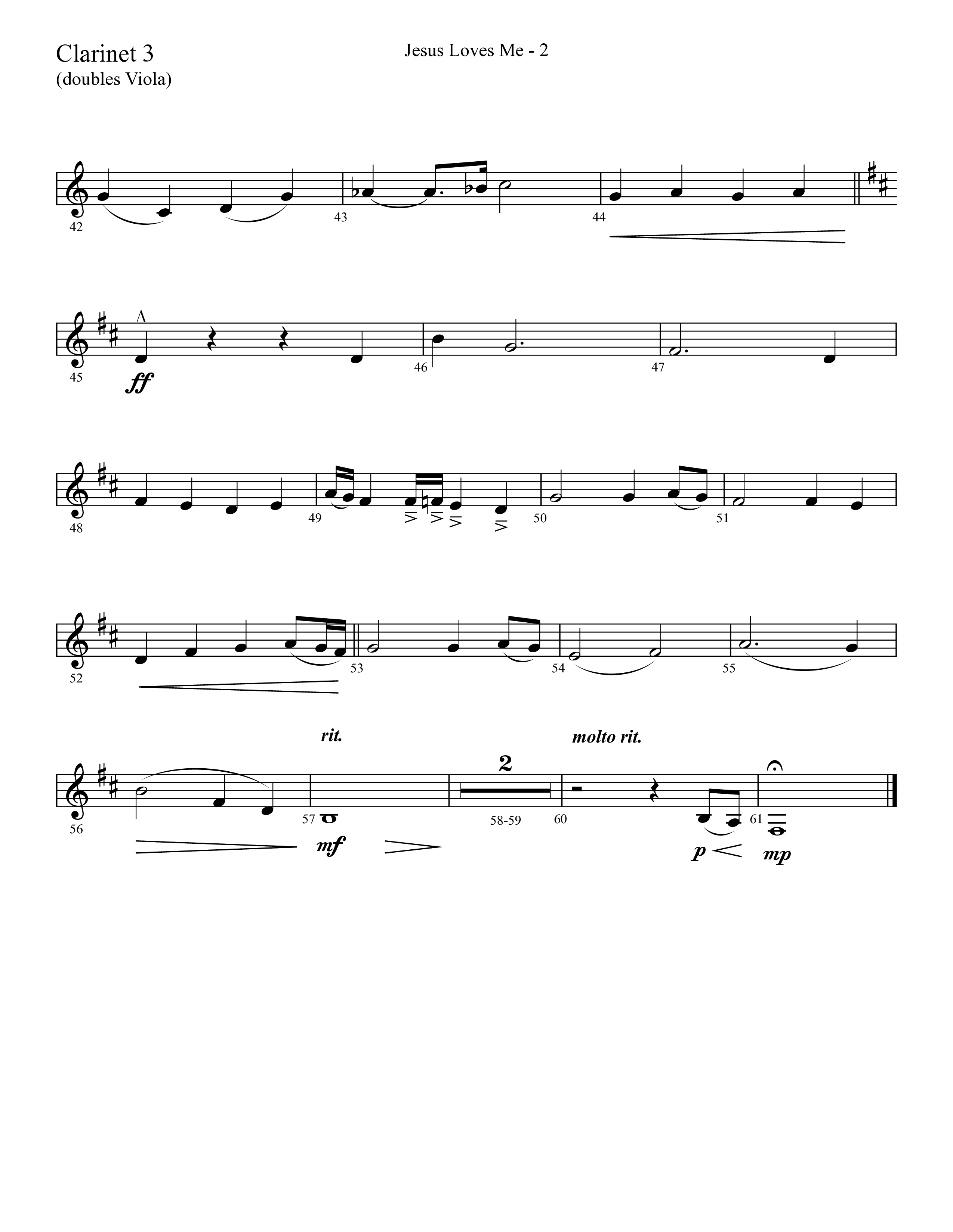 Jesus Loves Me with The Love Of God (Choral Anthem SATB) Clarinet 3 (Lifeway Choral / Arr. Cliff Duren)