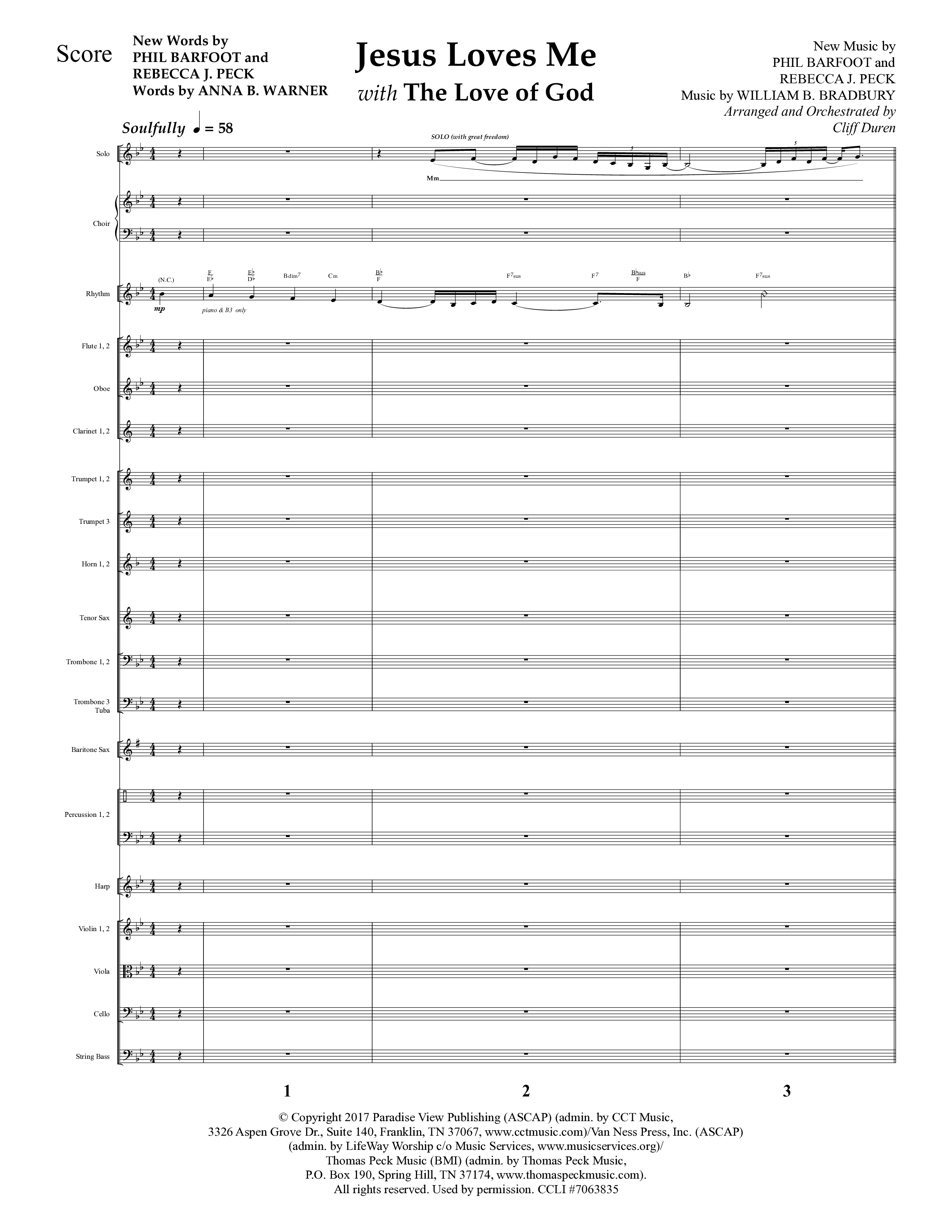 Jesus Loves Me with The Love Of God (Choral Anthem SATB) Orchestration (Lifeway Choral / Arr. Cliff Duren)