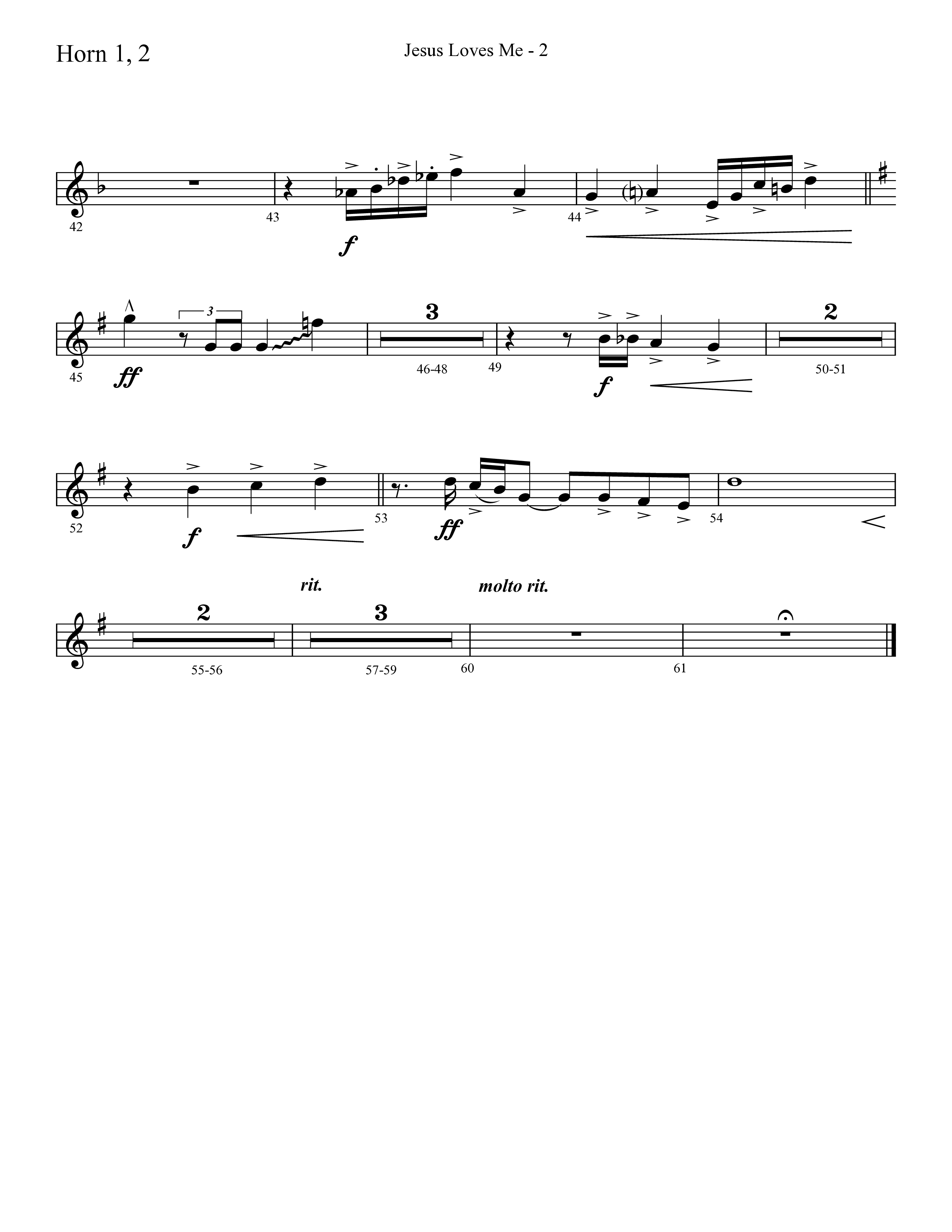 Jesus Loves Me with The Love Of God (Choral Anthem SATB) French Horn 1/2 (Lifeway Choral / Arr. Cliff Duren)