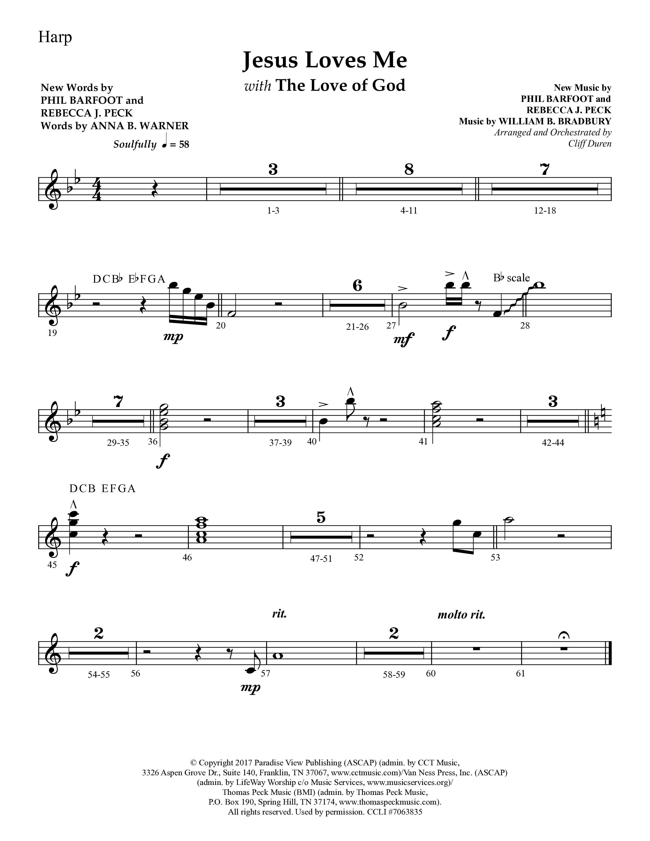 Jesus Loves Me with The Love Of God (Choral Anthem SATB) Harp (Lifeway Choral / Arr. Cliff Duren)