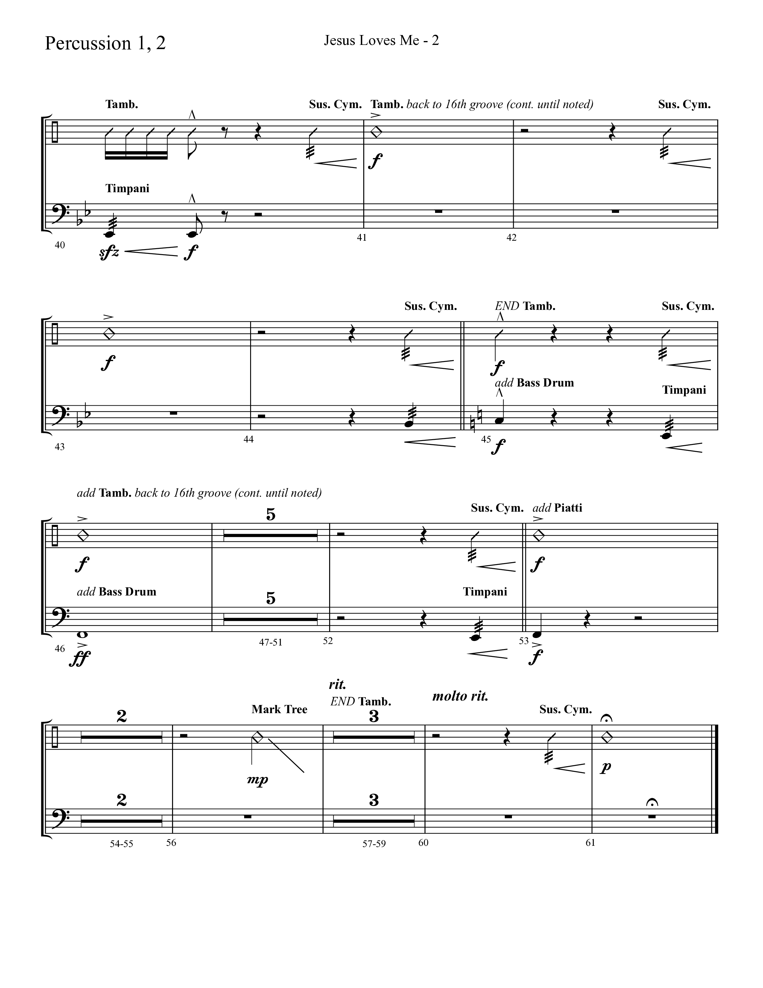 Jesus Loves Me with The Love Of God (Choral Anthem SATB) Percussion 1/2 (Lifeway Choral / Arr. Cliff Duren)