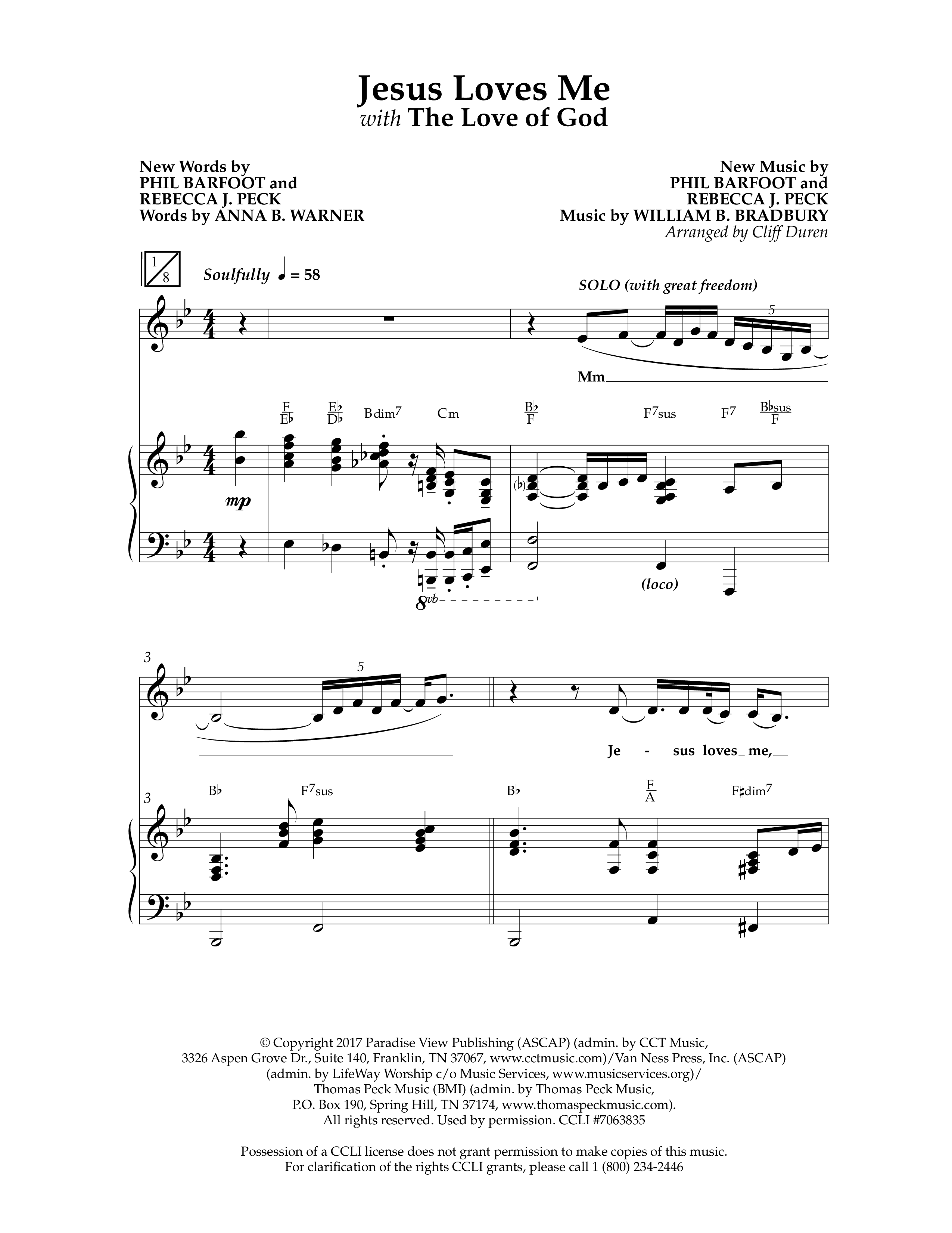 Jesus Loves Me with The Love Of God (Choral Anthem SATB) Anthem (SATB/Piano) (Lifeway Choral / Arr. Cliff Duren)