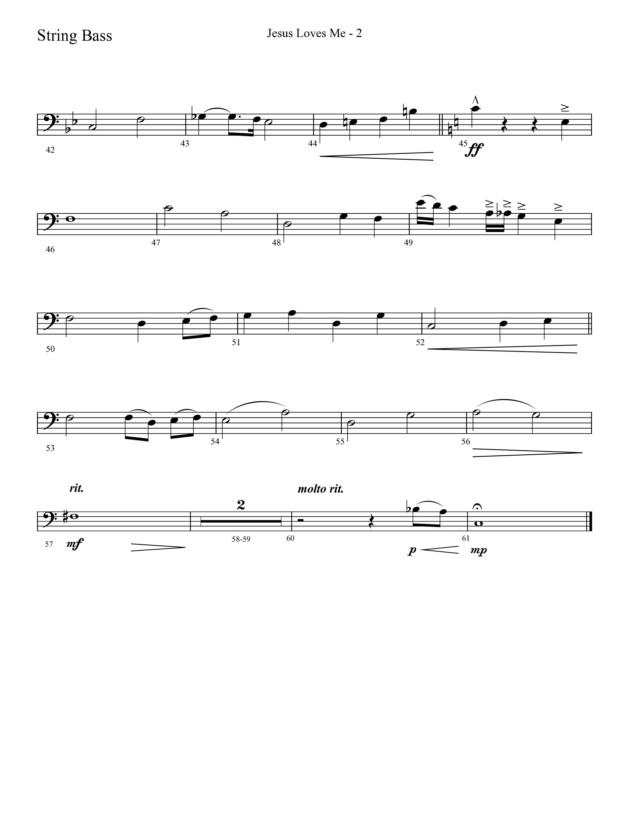 Jesus Loves Me with The Love Of God (Choral Anthem SATB) String Bass (Lifeway Choral / Arr. Cliff Duren)