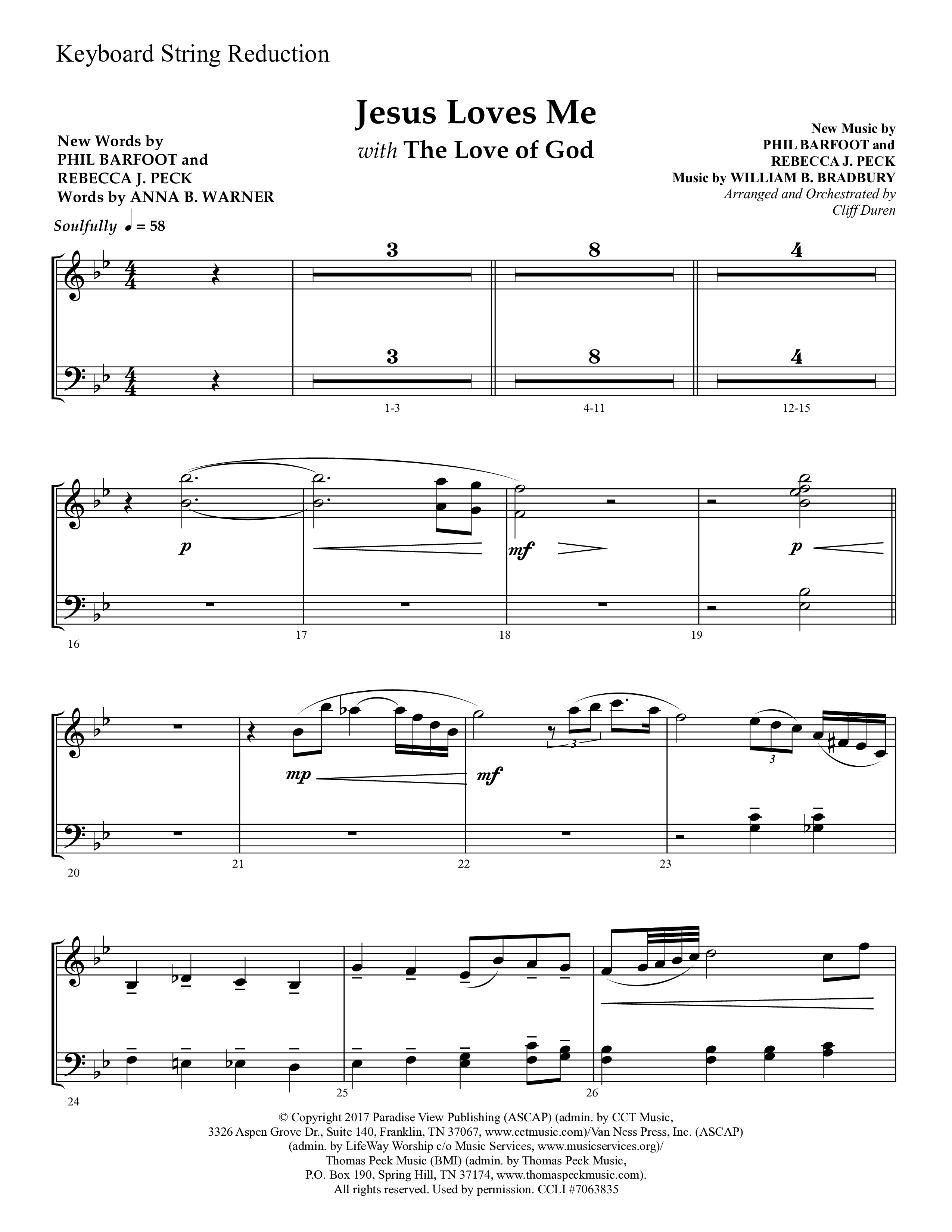Jesus Loves Me with The Love Of God (Choral Anthem SATB) String Reduction (Lifeway Choral / Arr. Cliff Duren)