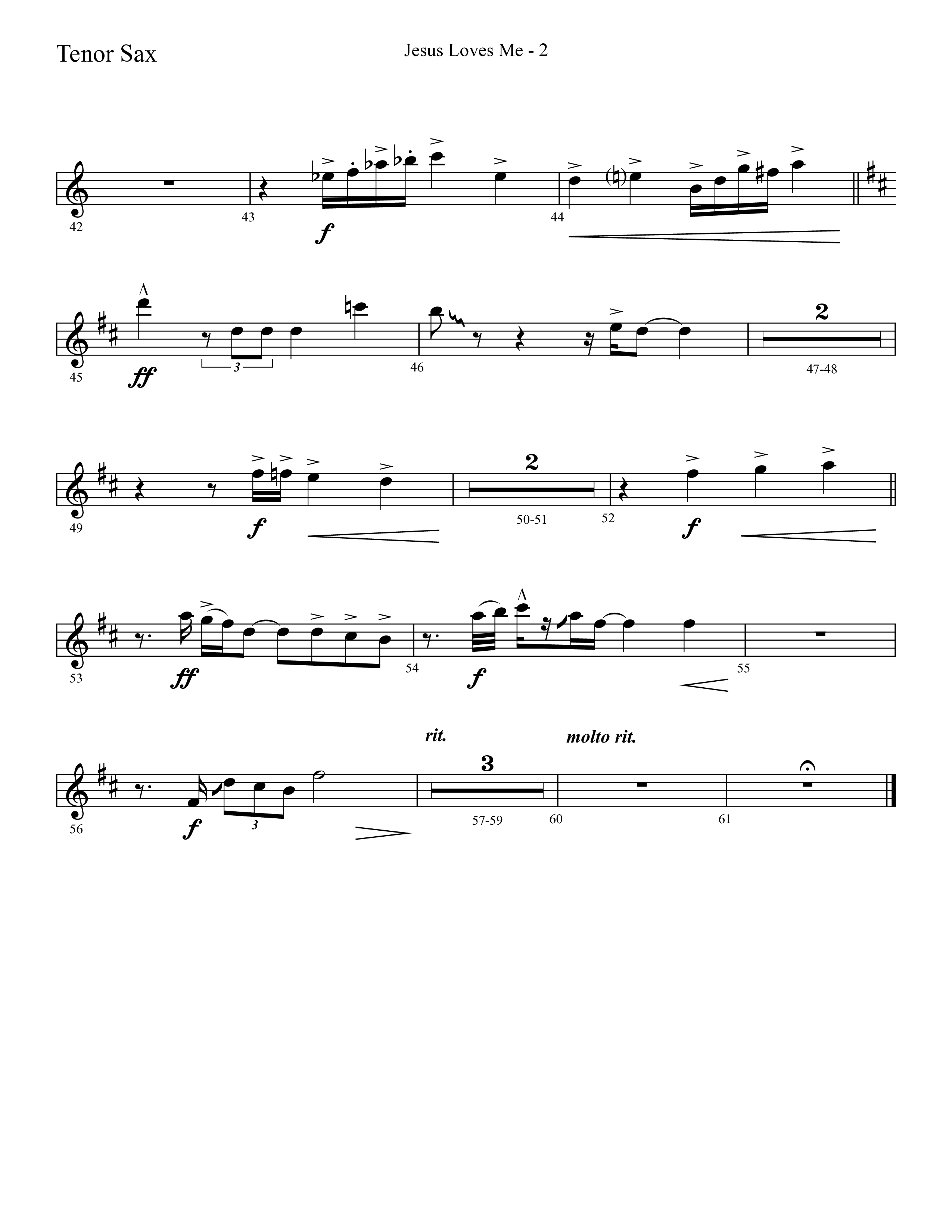 Jesus Loves Me with The Love Of God (Choral Anthem SATB) Tenor Sax 1 (Lifeway Choral / Arr. Cliff Duren)
