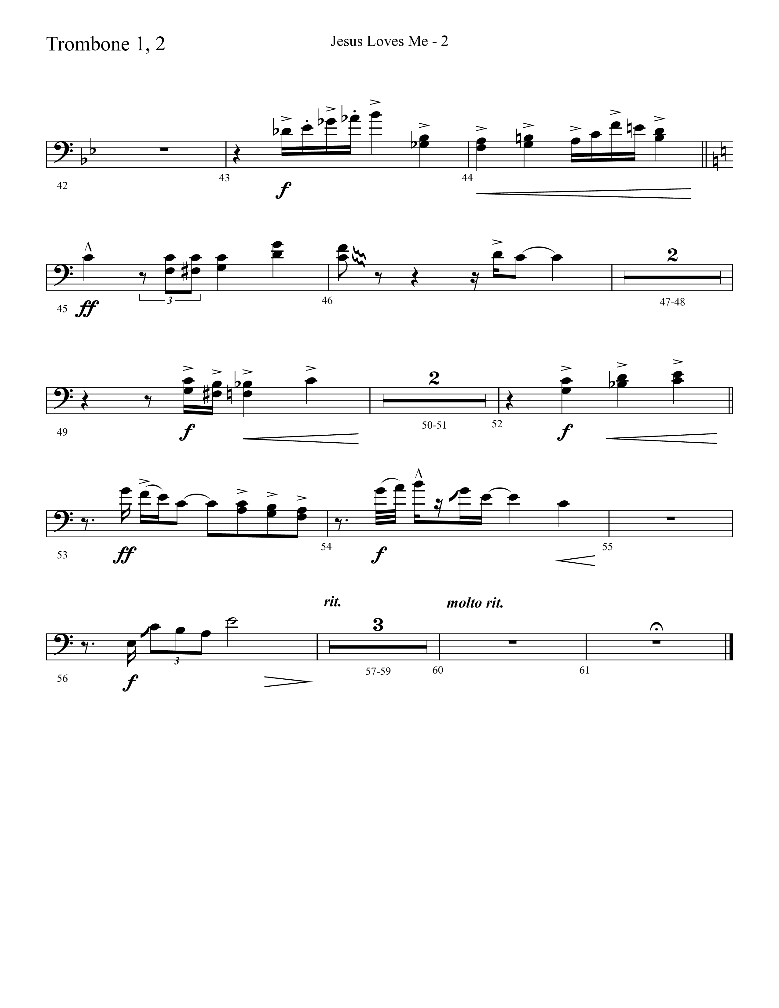 Jesus Loves Me with The Love Of God (Choral Anthem SATB) Trombone 1/2 (Lifeway Choral / Arr. Cliff Duren)