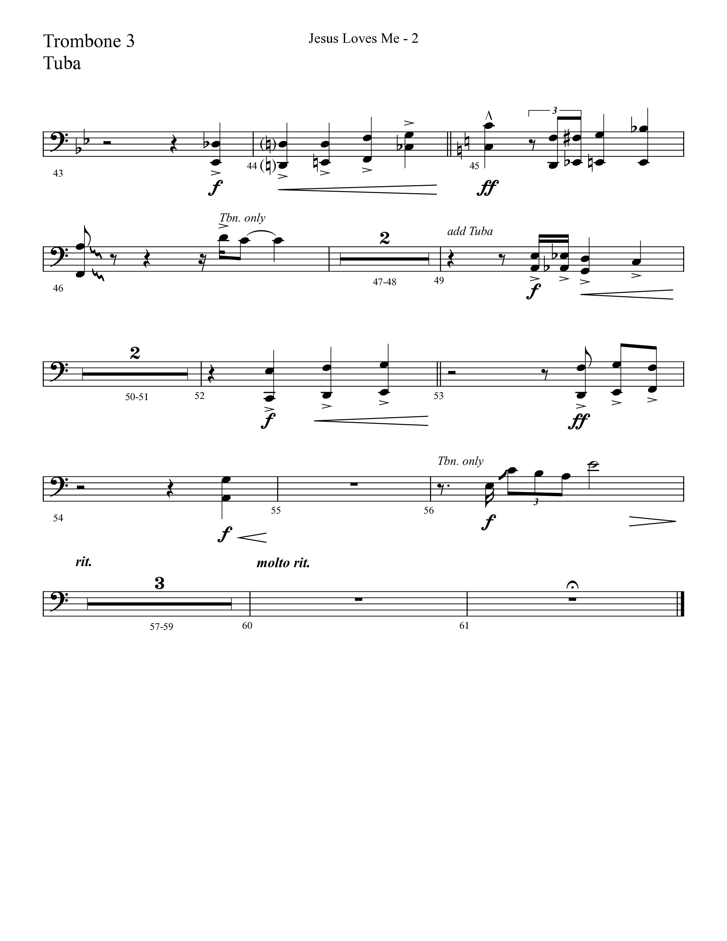 Jesus Loves Me with The Love Of God (Choral Anthem SATB) Trombone 3/Tuba (Lifeway Choral / Arr. Cliff Duren)