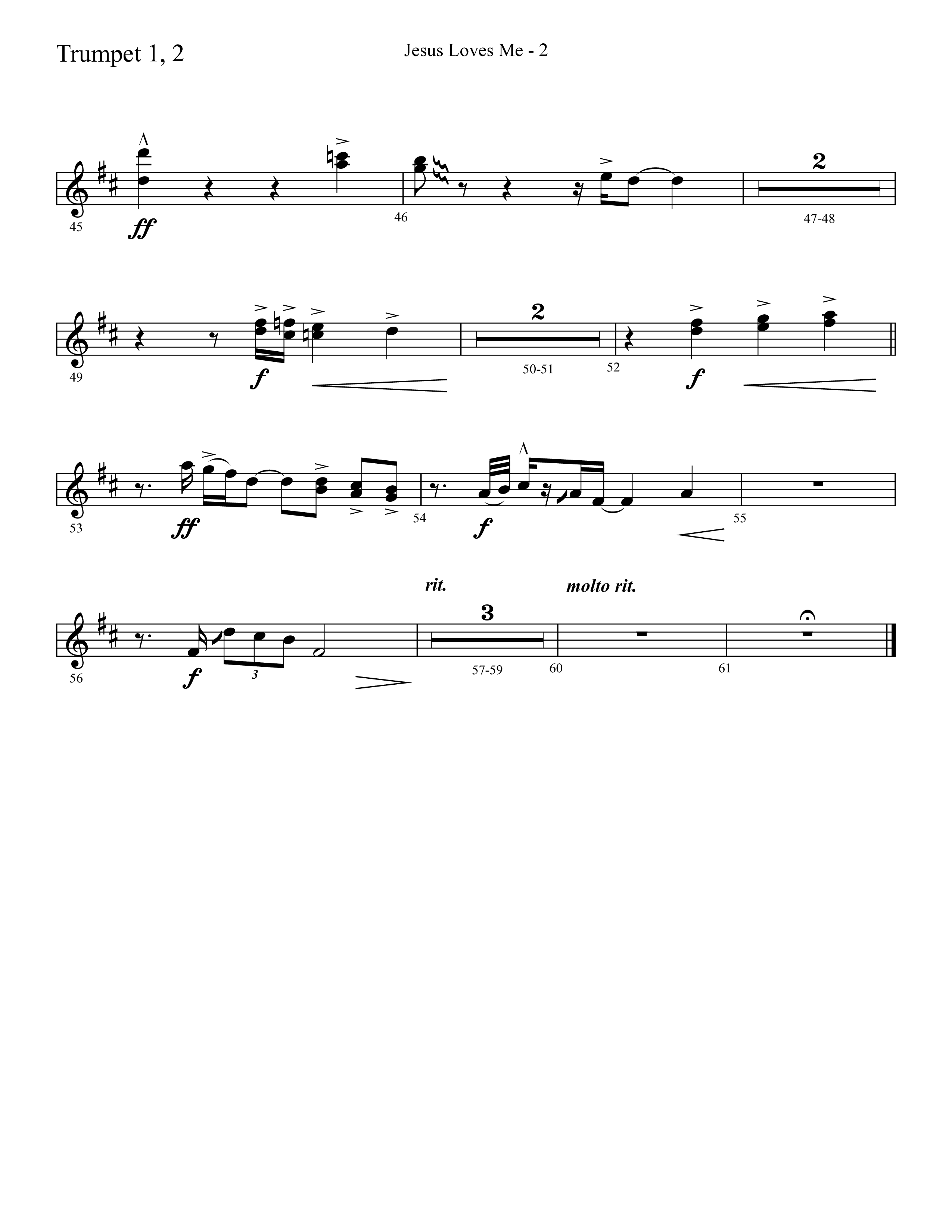 Jesus Loves Me with The Love Of God (Choral Anthem SATB) Trumpet 1,2 (Lifeway Choral / Arr. Cliff Duren)