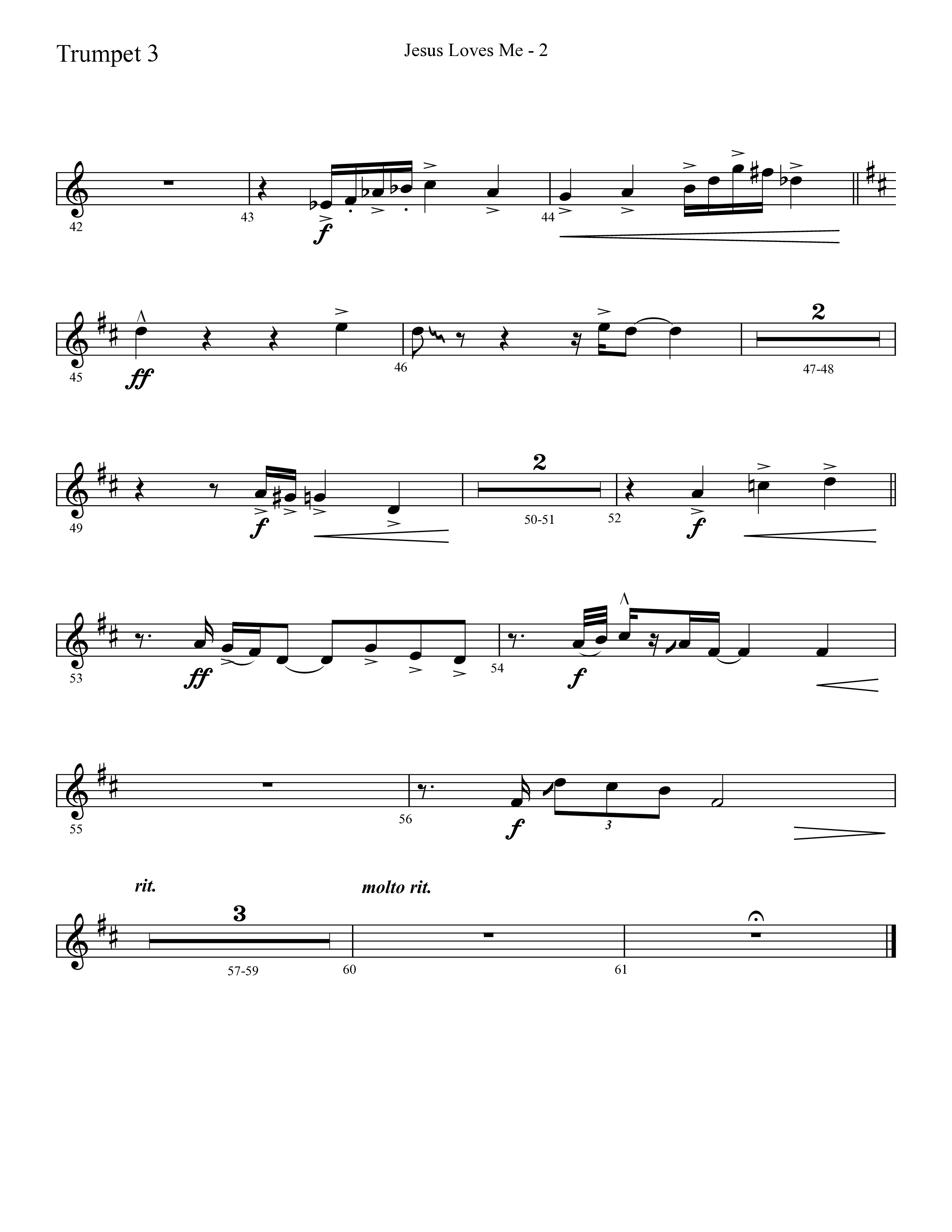 Jesus Loves Me with The Love Of God (Choral Anthem SATB) Trumpet 3 (Lifeway Choral / Arr. Cliff Duren)